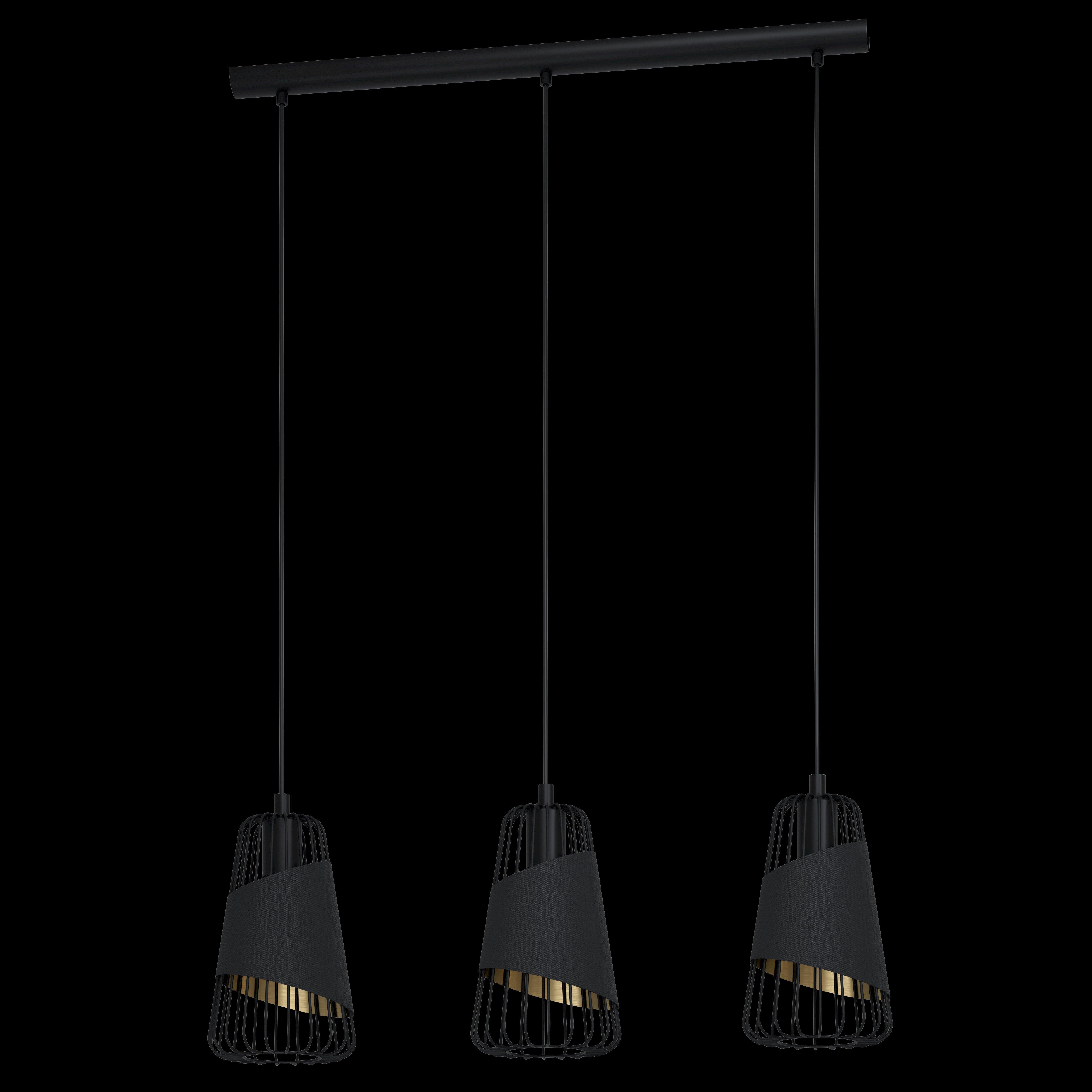 eglo austell 3 light black gold wire framed ceiling pendant living room image