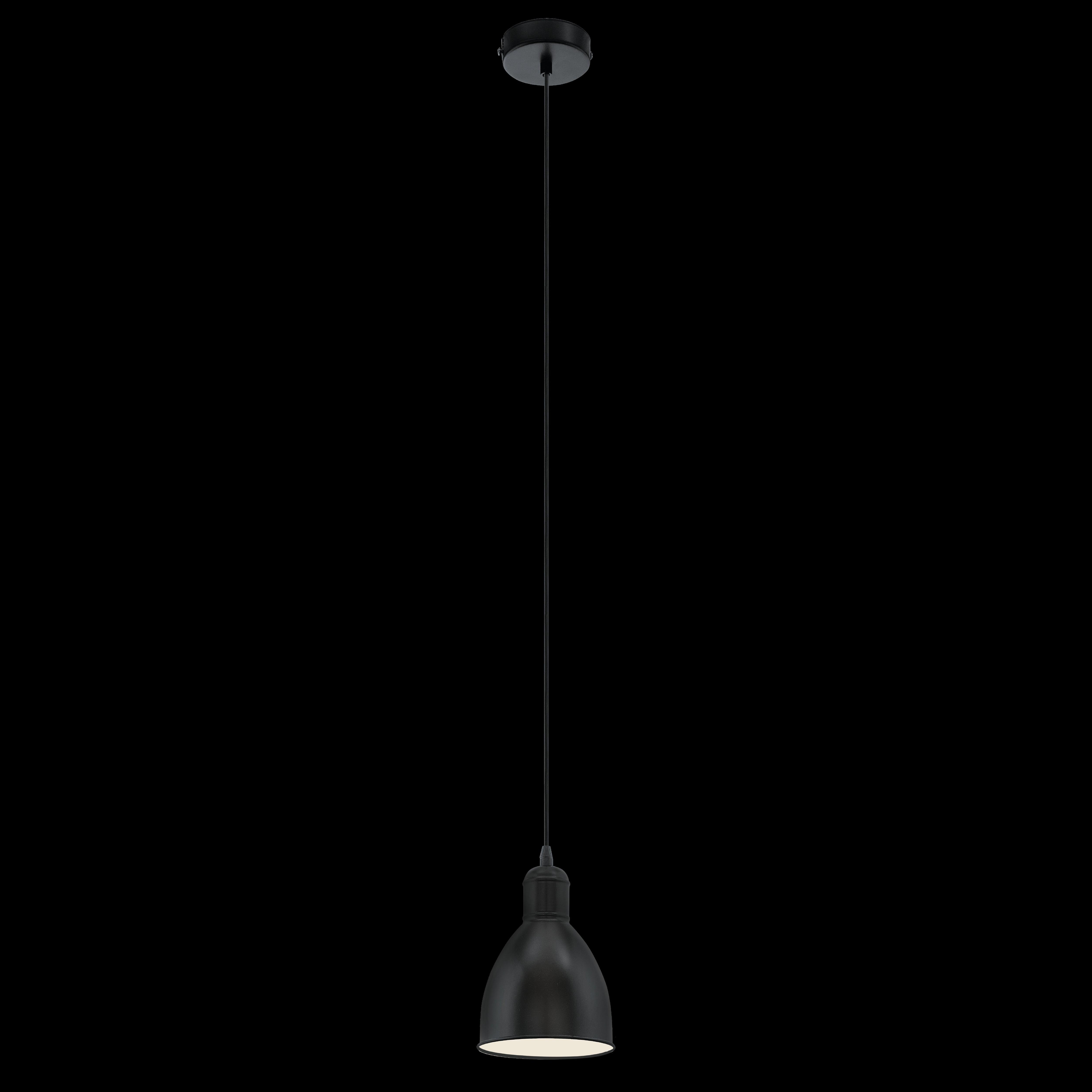 eglo priddy black round metal industrial ceiling pendant living room close up