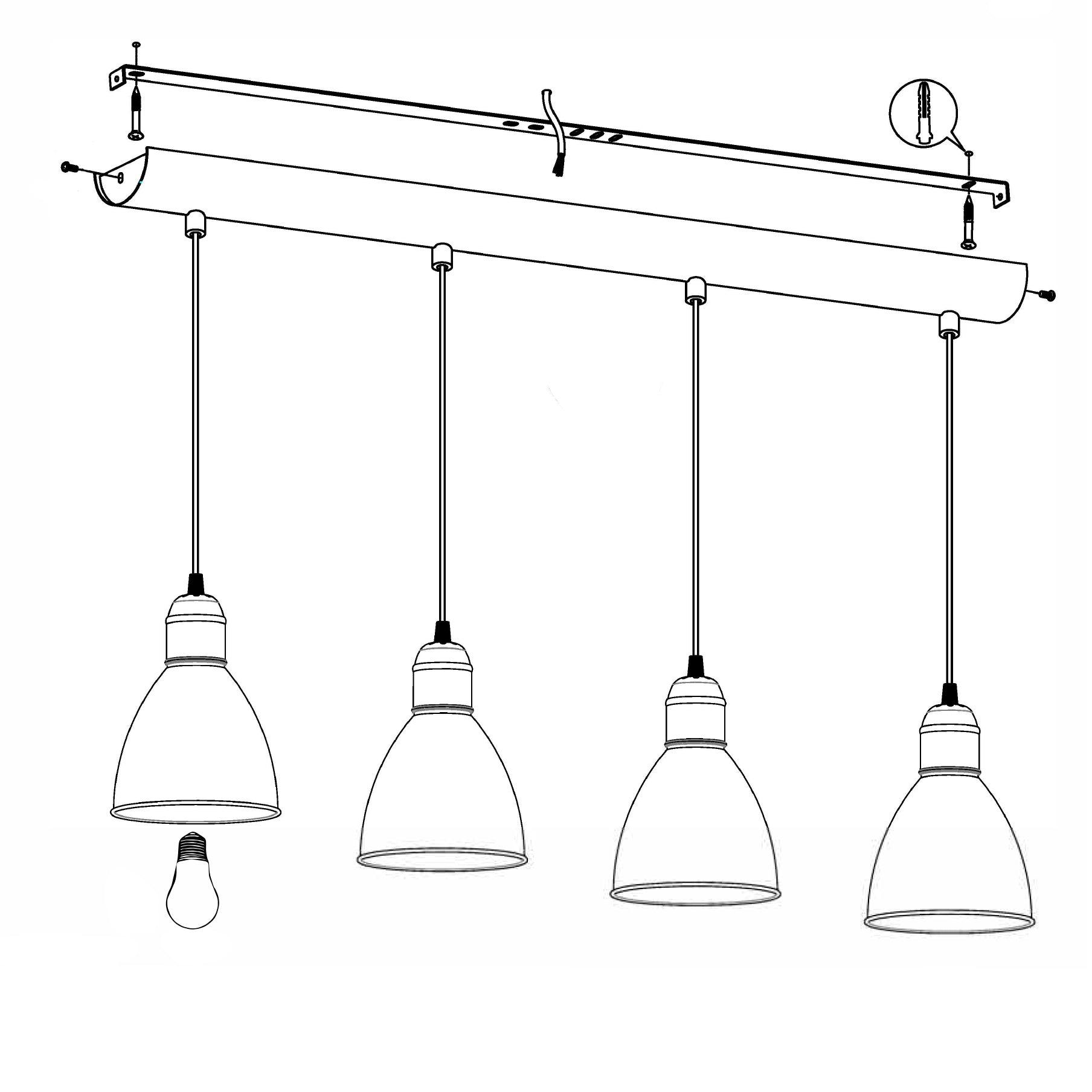 eglo priddy 4 light black metal industrial shaded ceiling pendant hallway lighting 