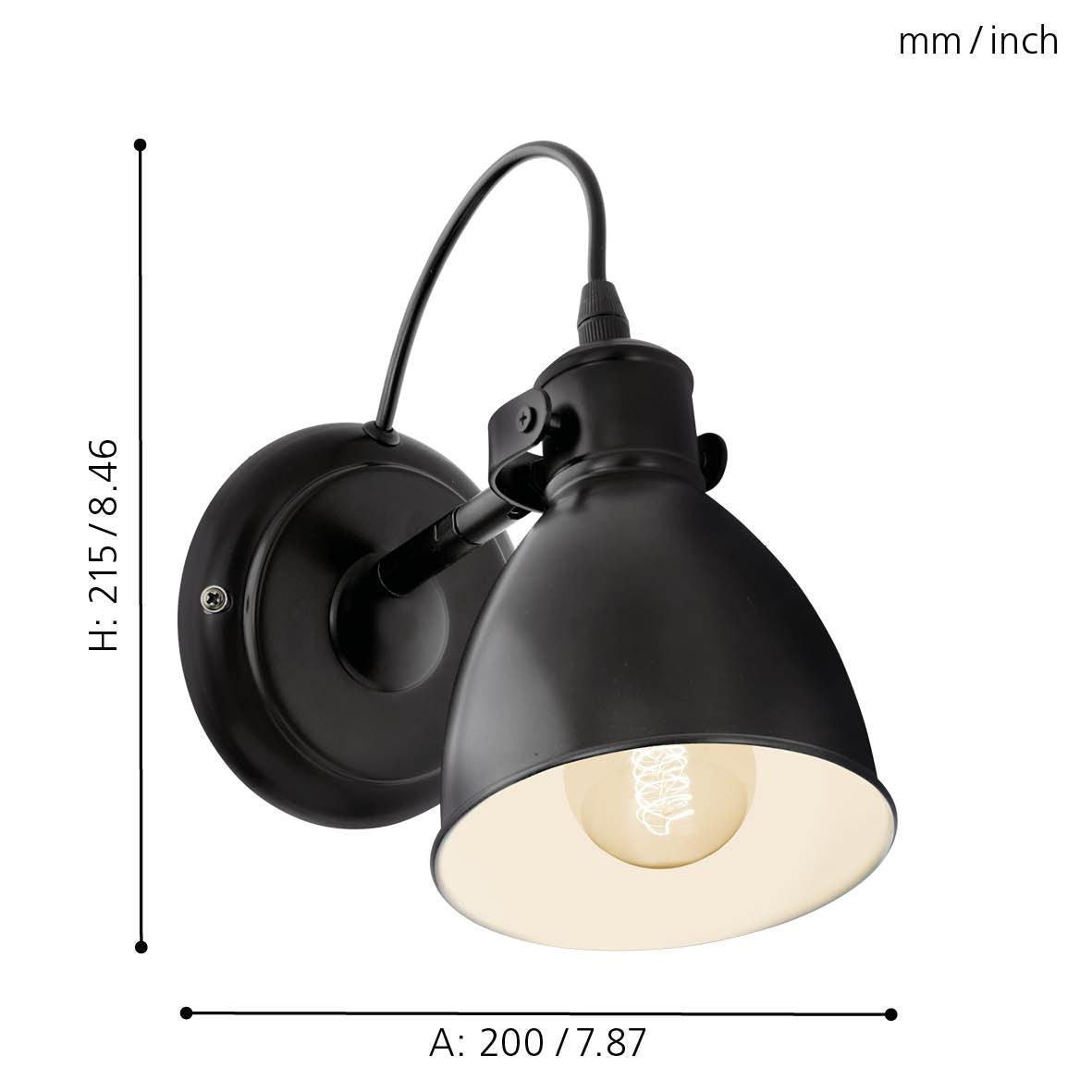 eglo priddy black adjustable spot wall light kitchen lighting 