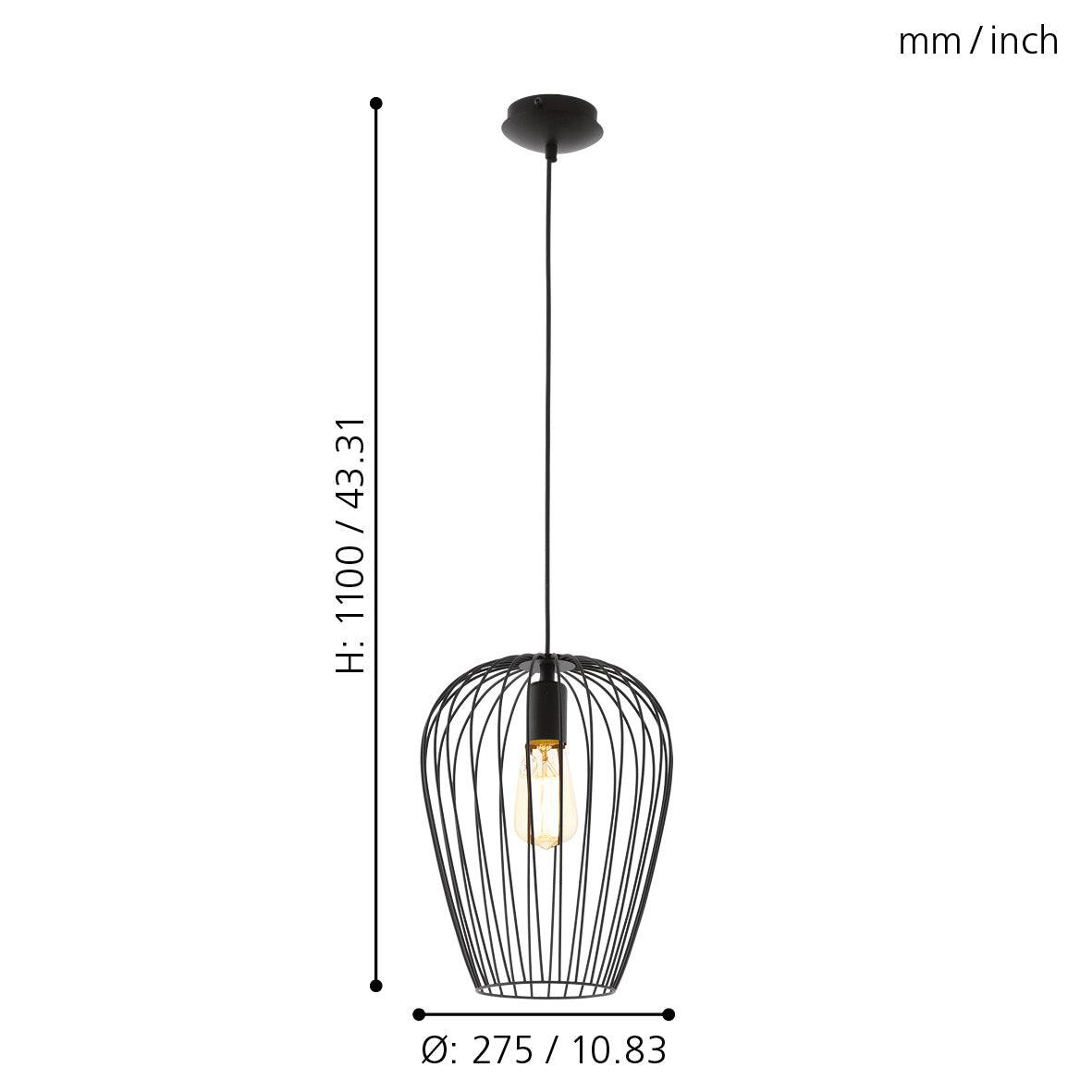 eglo newtown black wire oval ceiling pendant living room close up
