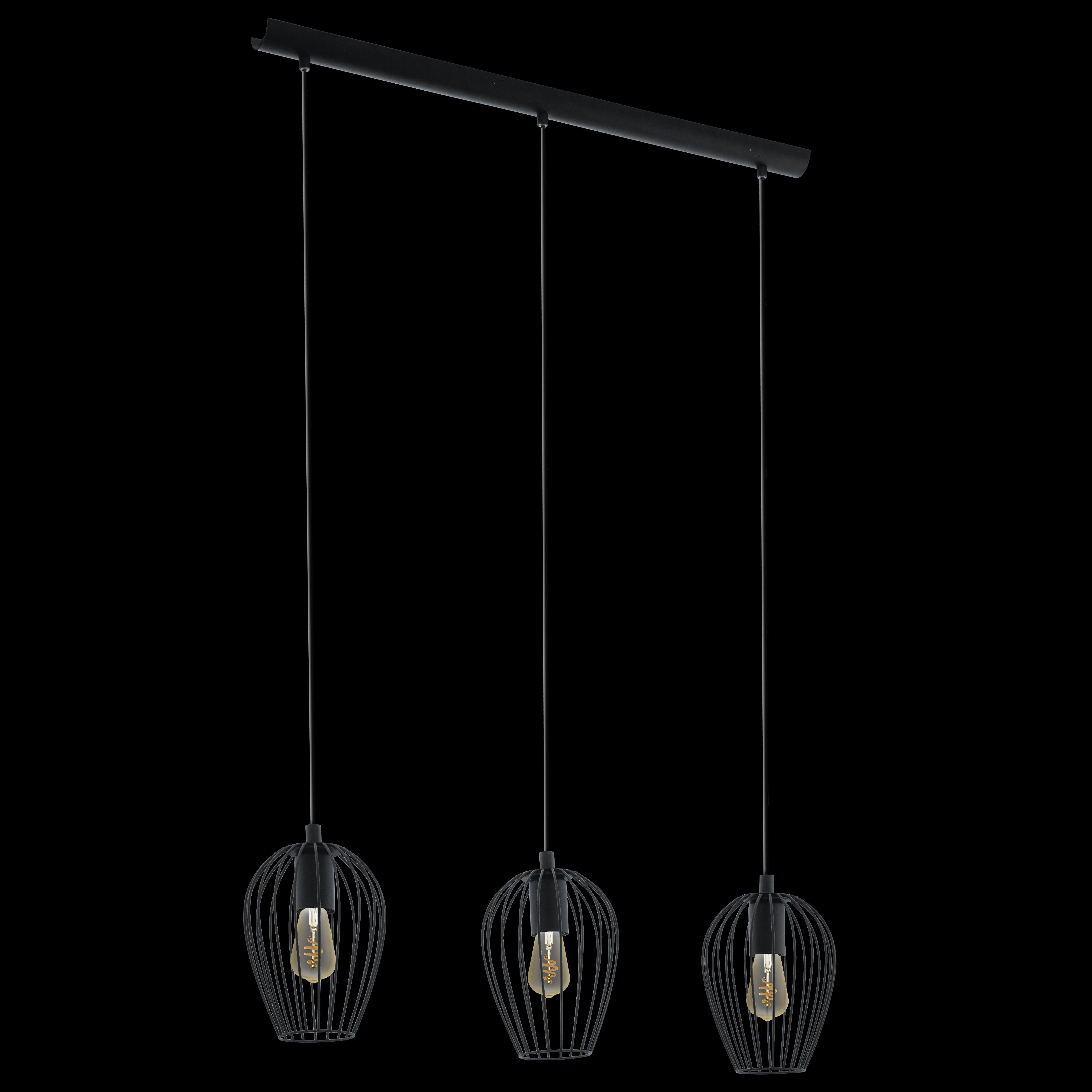 Eglo Newtown 3 Light Black Wire Oval Shade Bar Ceiling Pendant-warehouse-40