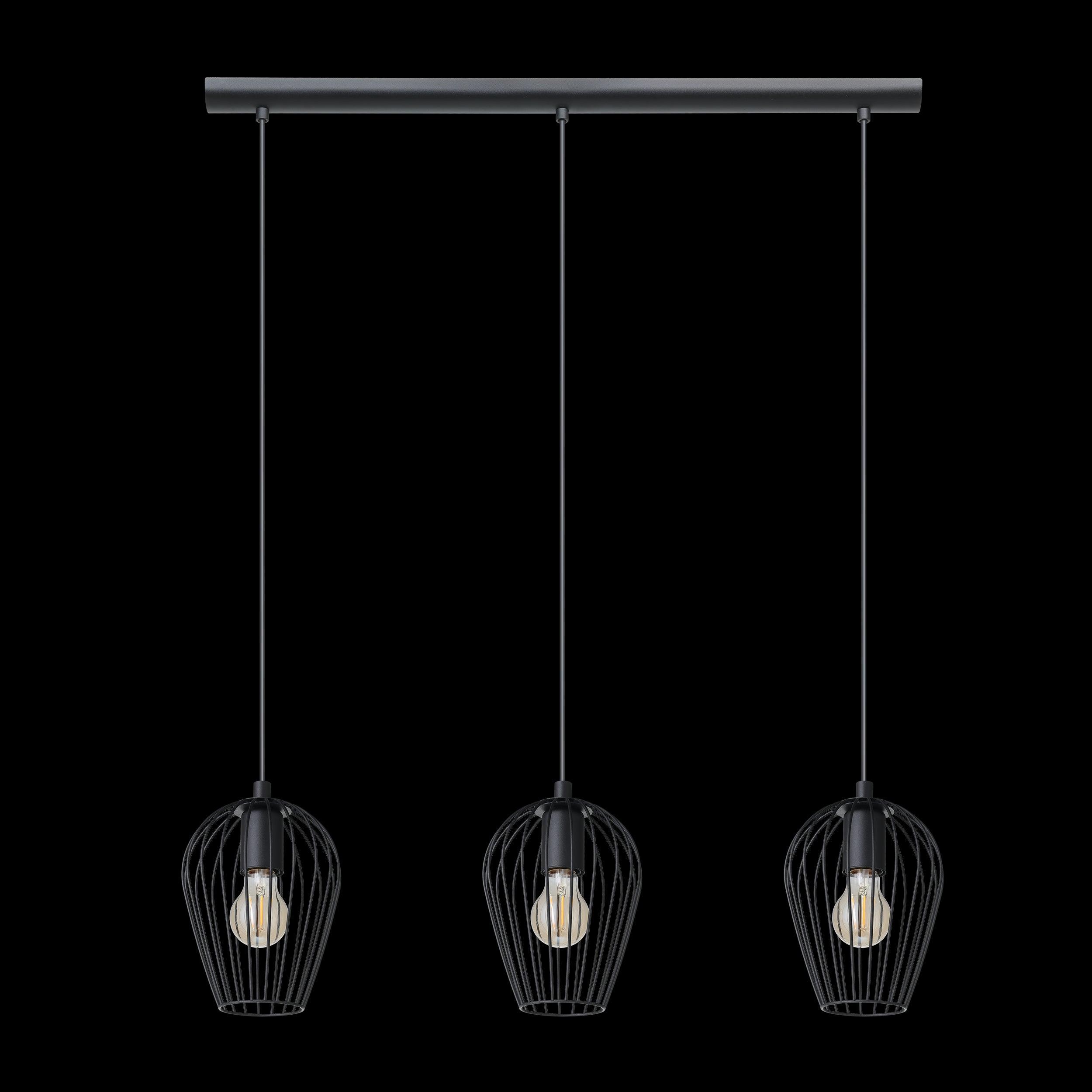 eglo newtown 3 light black wire oval shade bar ceiling pendant living room image
