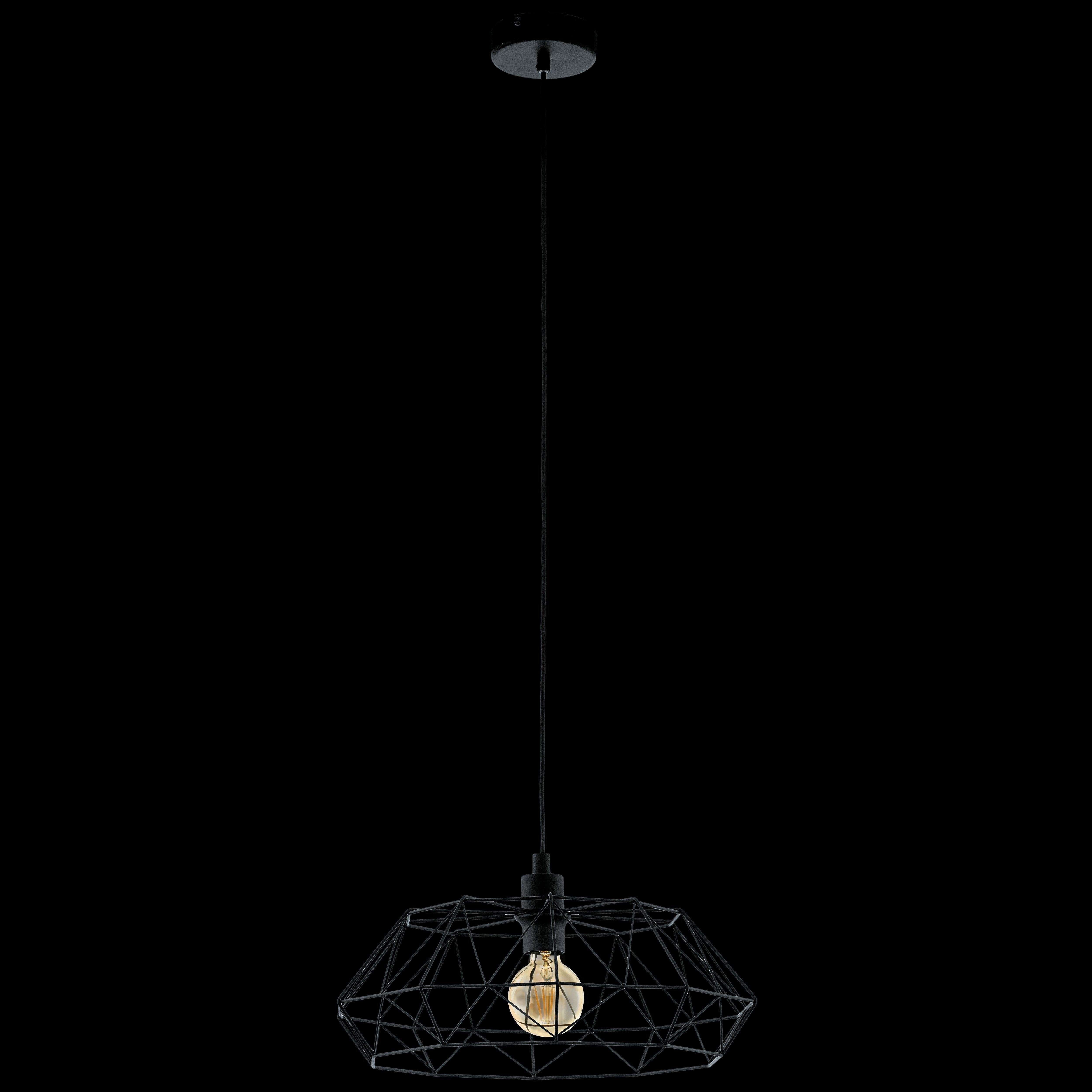 eglo carlton 2 black wire shade ceiling pendant living room image