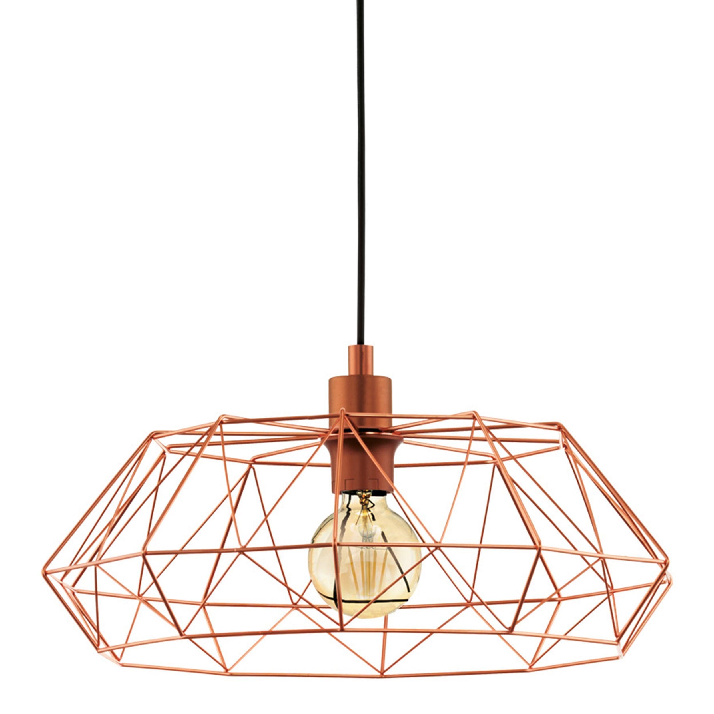 eglo carlton 2 copper wire shade ceiling pendant Kitchen Lighting Close Up