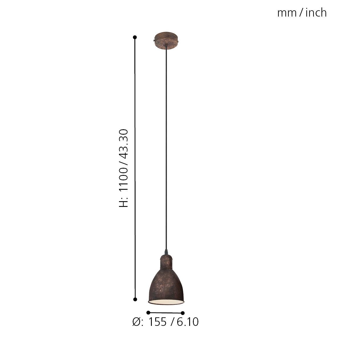 eglo priddy 1 antique copper round metal industrial ceiling pendant Kitchen Lighting Close Up