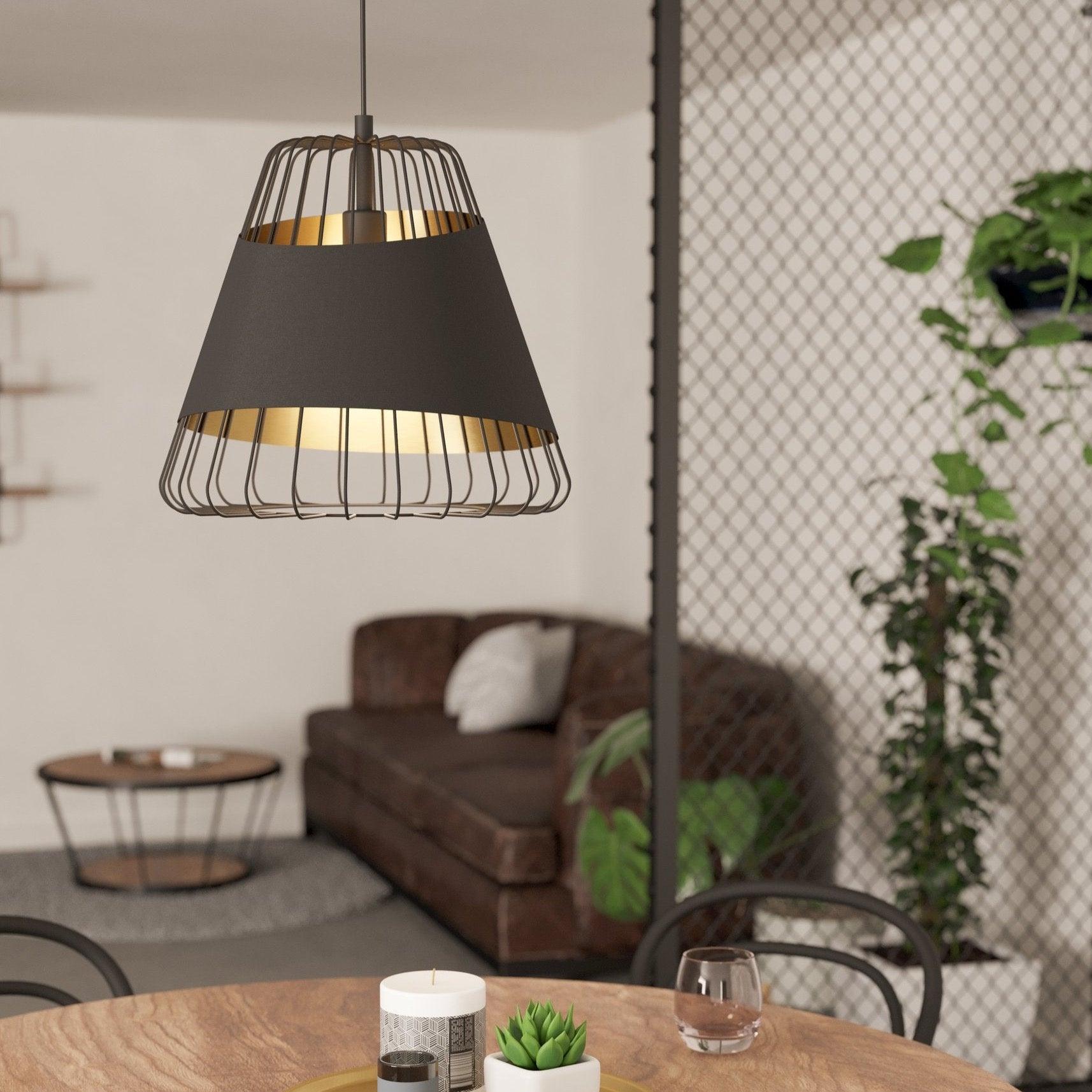 eglo austell black wire framed ceiling pendant 43cm
