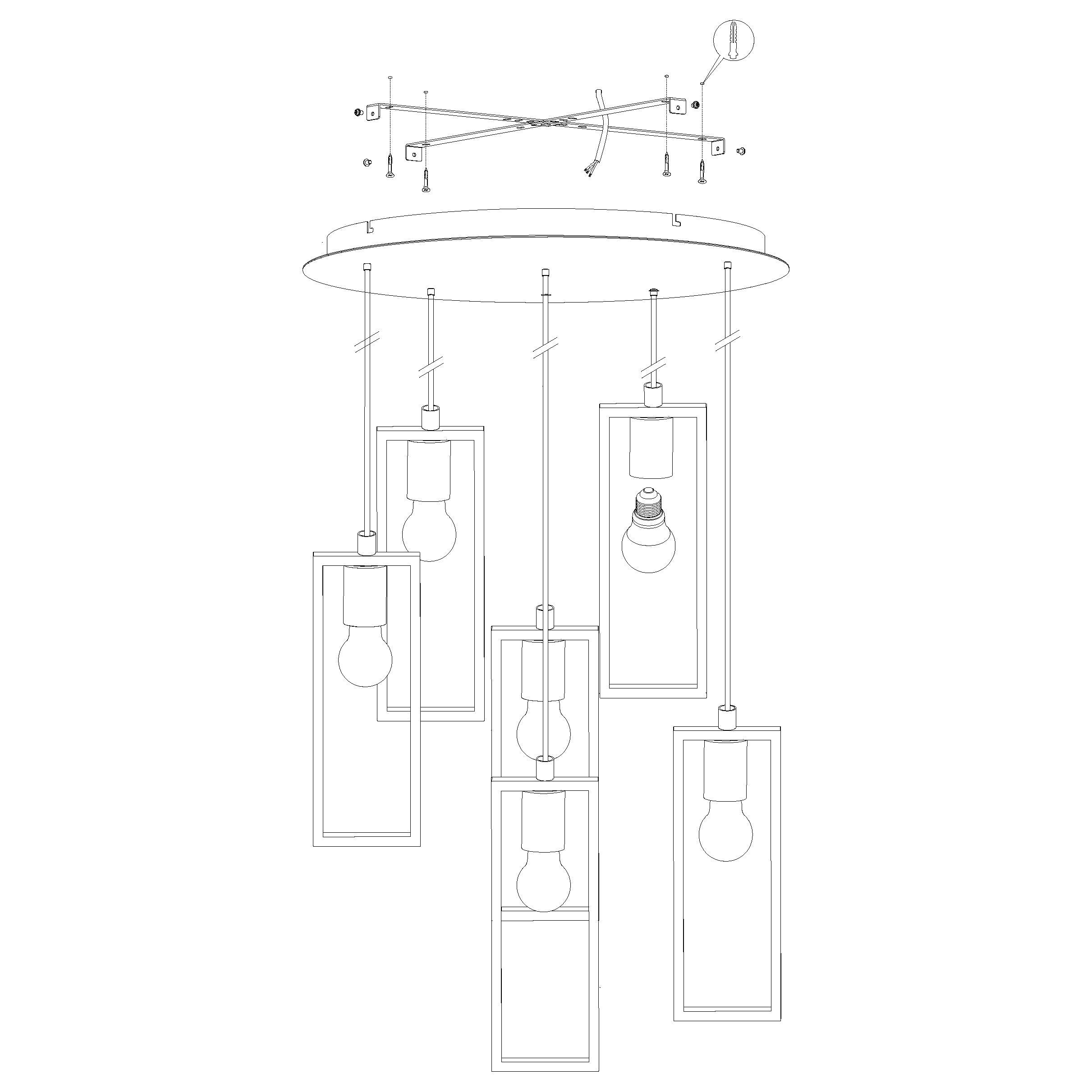 eglo littleton 6 light black rubberwood ceiling pendant hallway lighting 