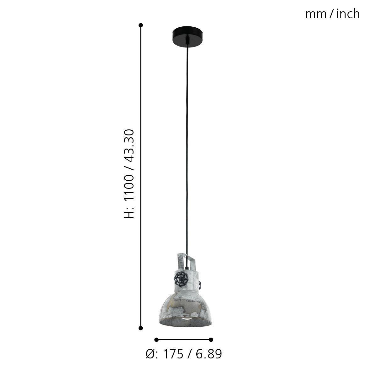 eglo barnstaple distressed steel ceiling pendant Kitchen Lighting Close Up