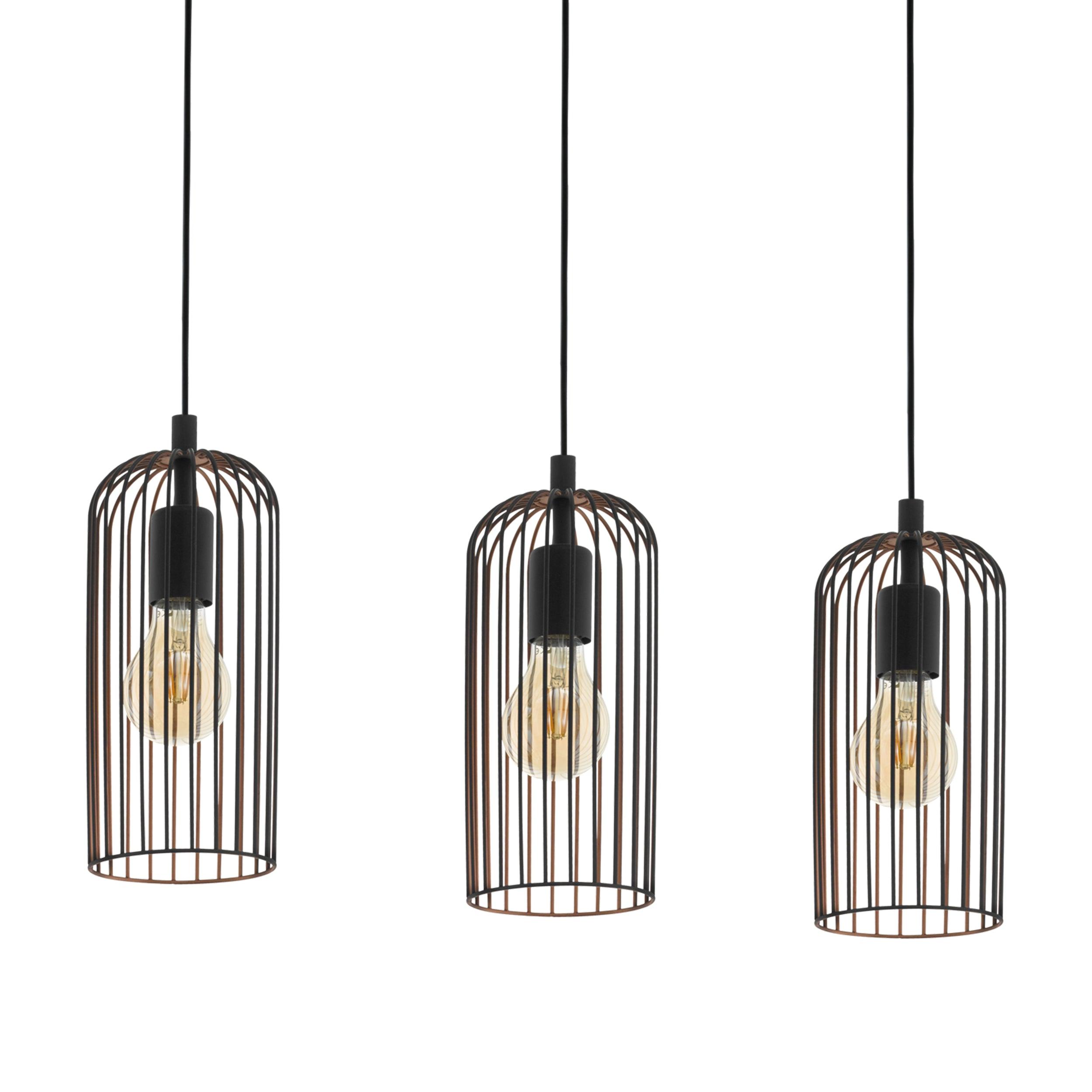 eglo roccamena 3 light black copper wire ceiling pendant Kitchen Lighting Close Up