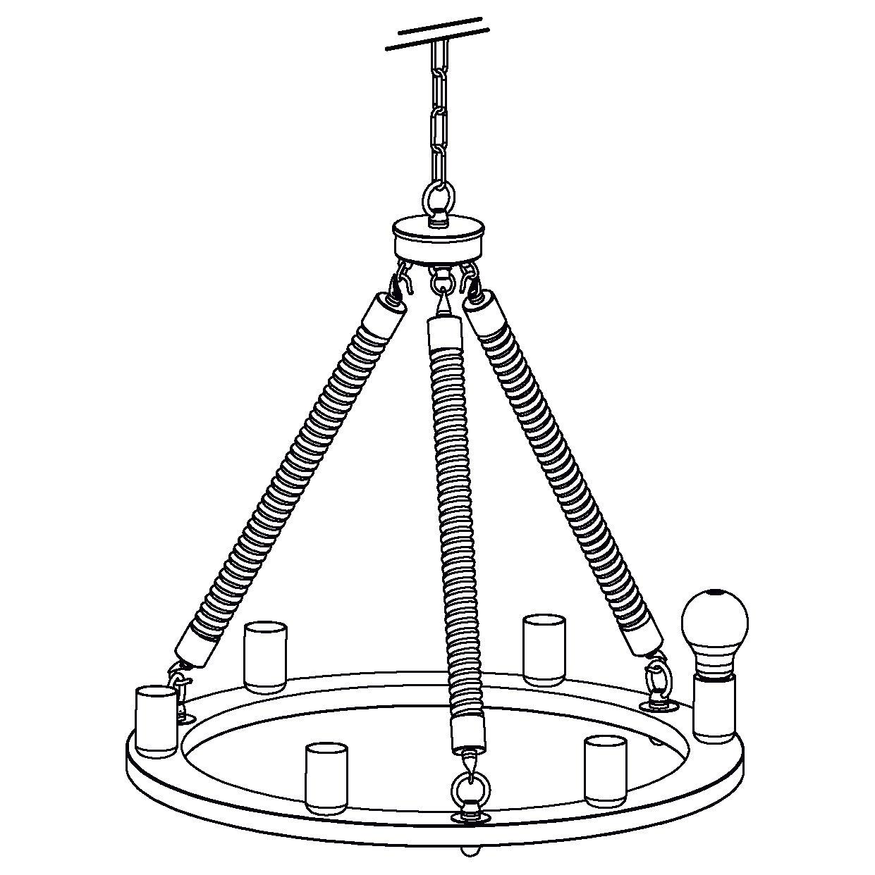 eglo findlay 6 light black metal rope ceiling pendant living room close up