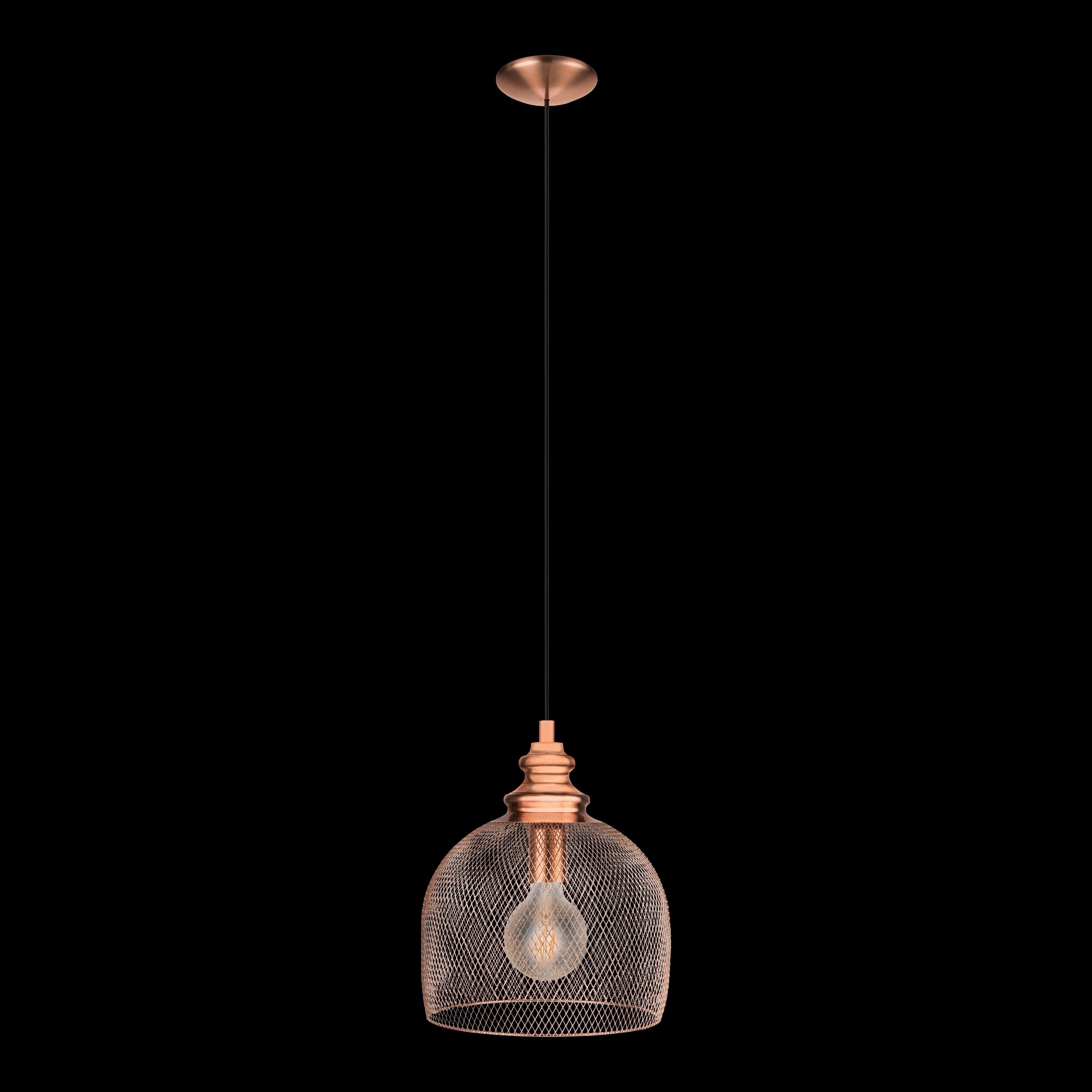 eglo straiton copper metal mesh ceiling pendant living room image