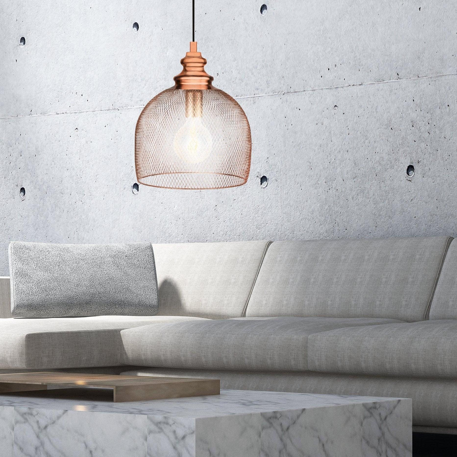 eglo straiton copper metal mesh ceiling pendant
