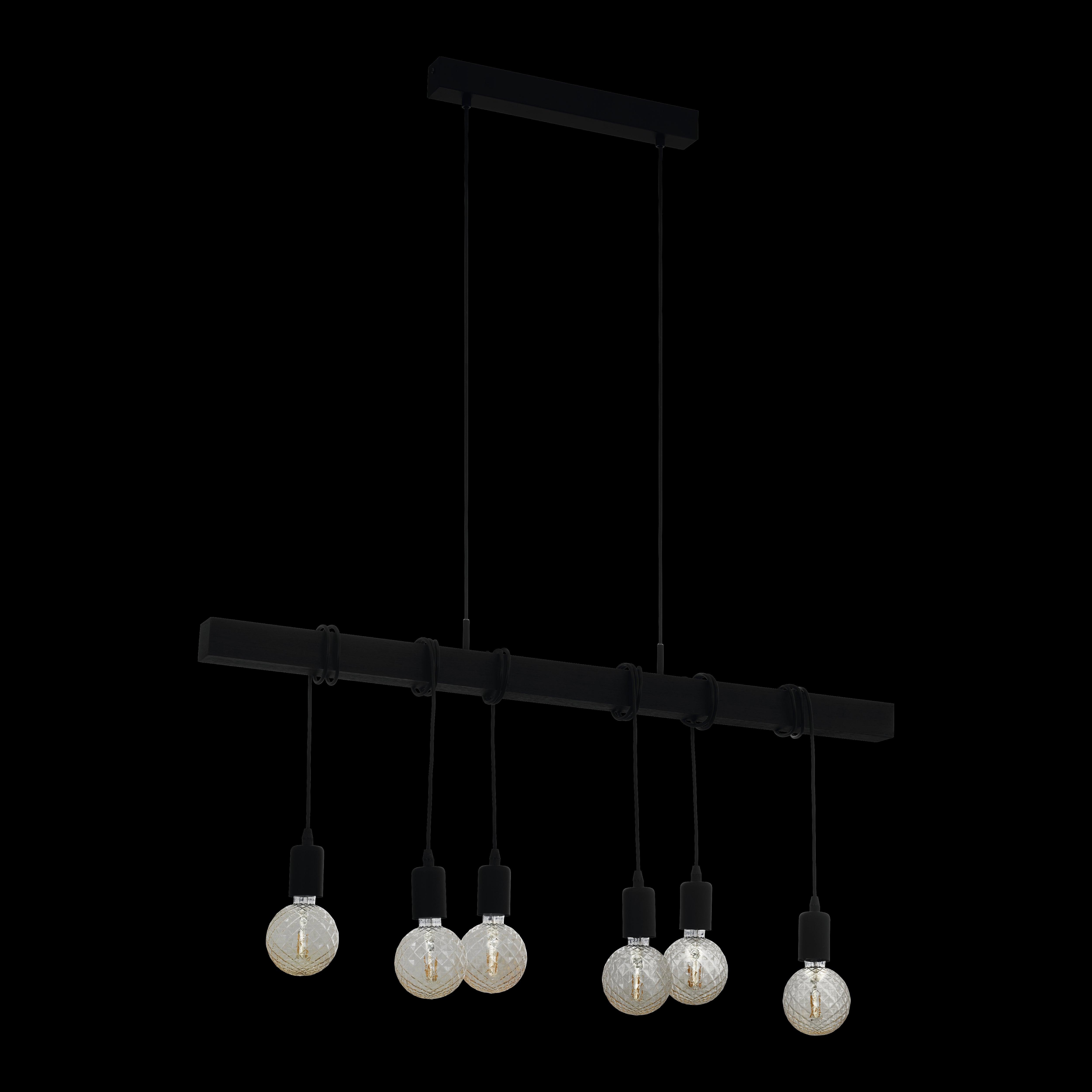 eglo townshend 6 light black wood beam adjustable bar pendant kitchen lighting 