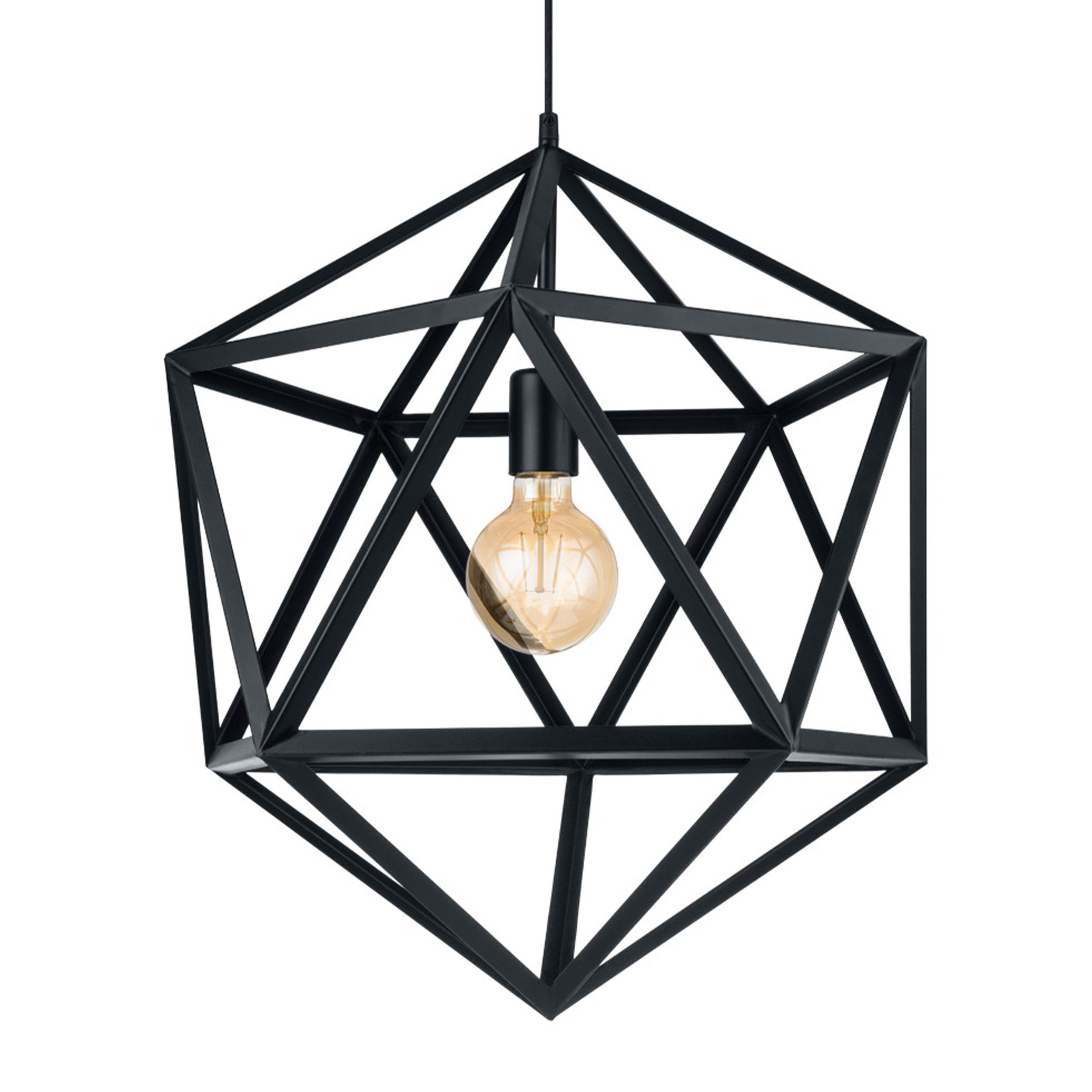eglo embleton black diamond shaped metal ceiling pendant 46cm Hallway Lighting Close up