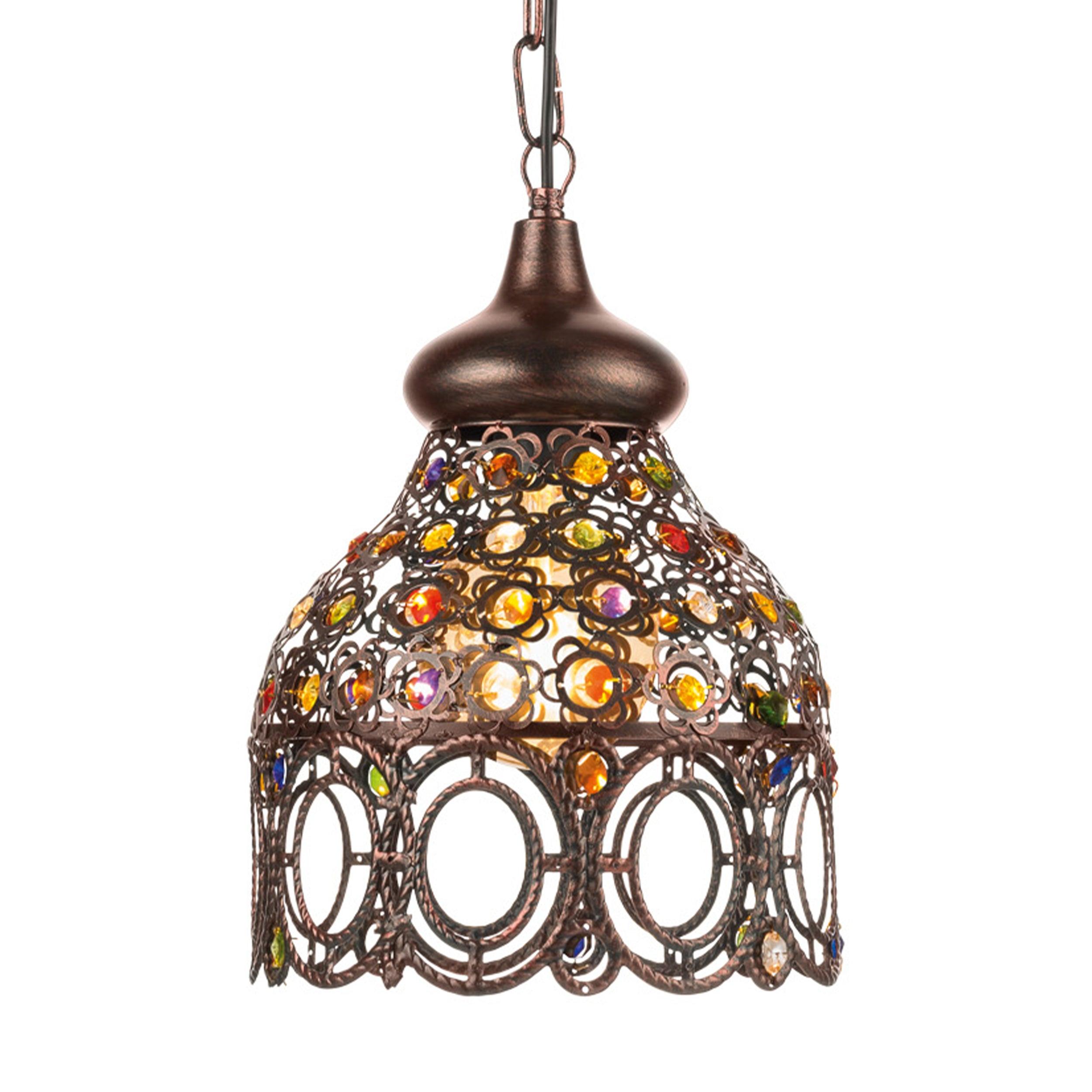 eglo jadida glass stones copper ceiling pendant living room close up