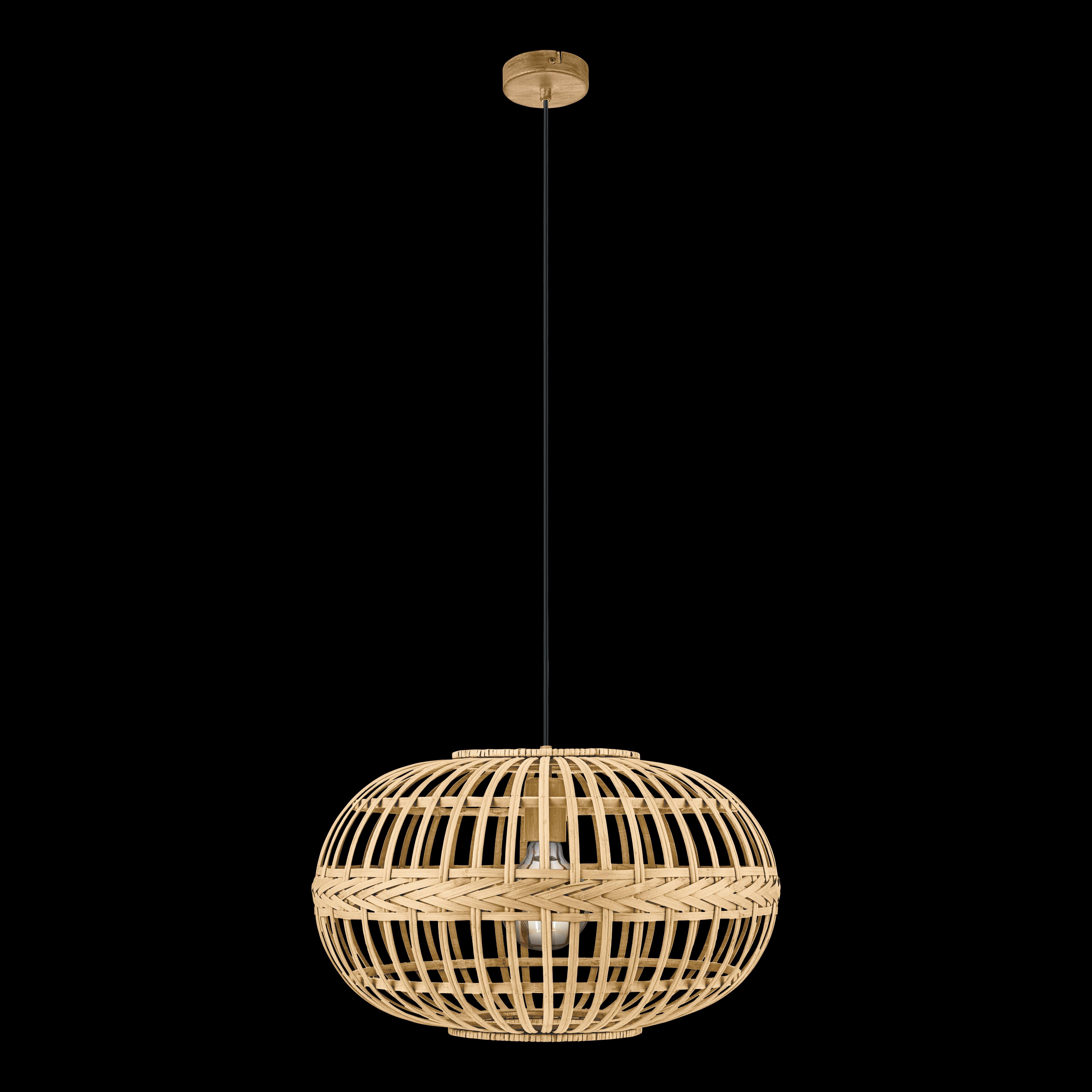 eglo amsfield round bamboo wicker ceiling pendant living room image