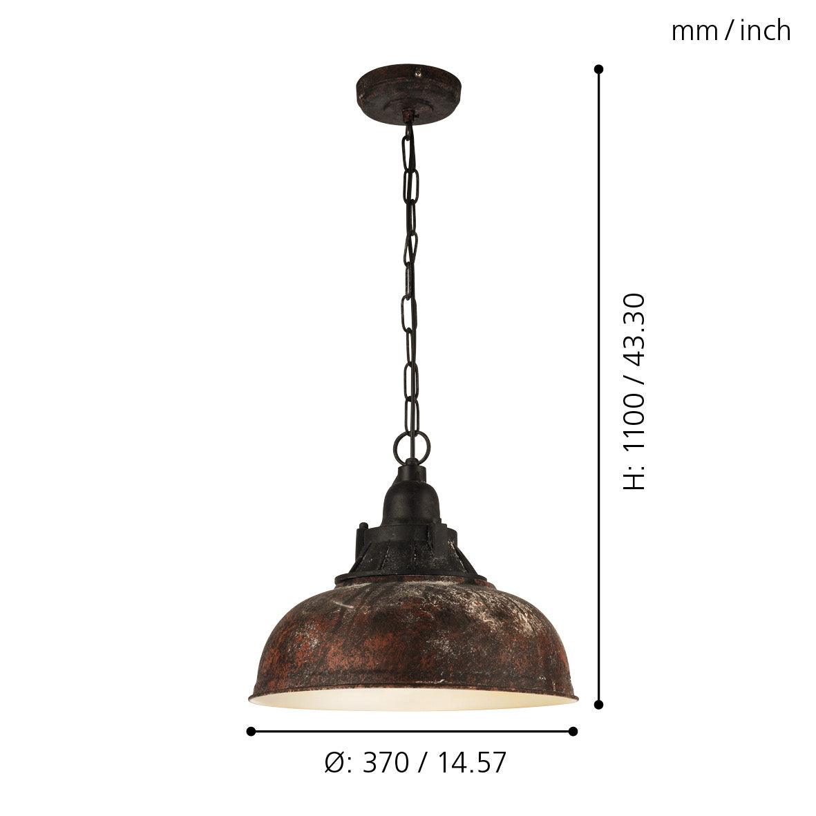 eglo grantham 1 antique brown steel ceiling pendant Kitchen Lighting Close Up