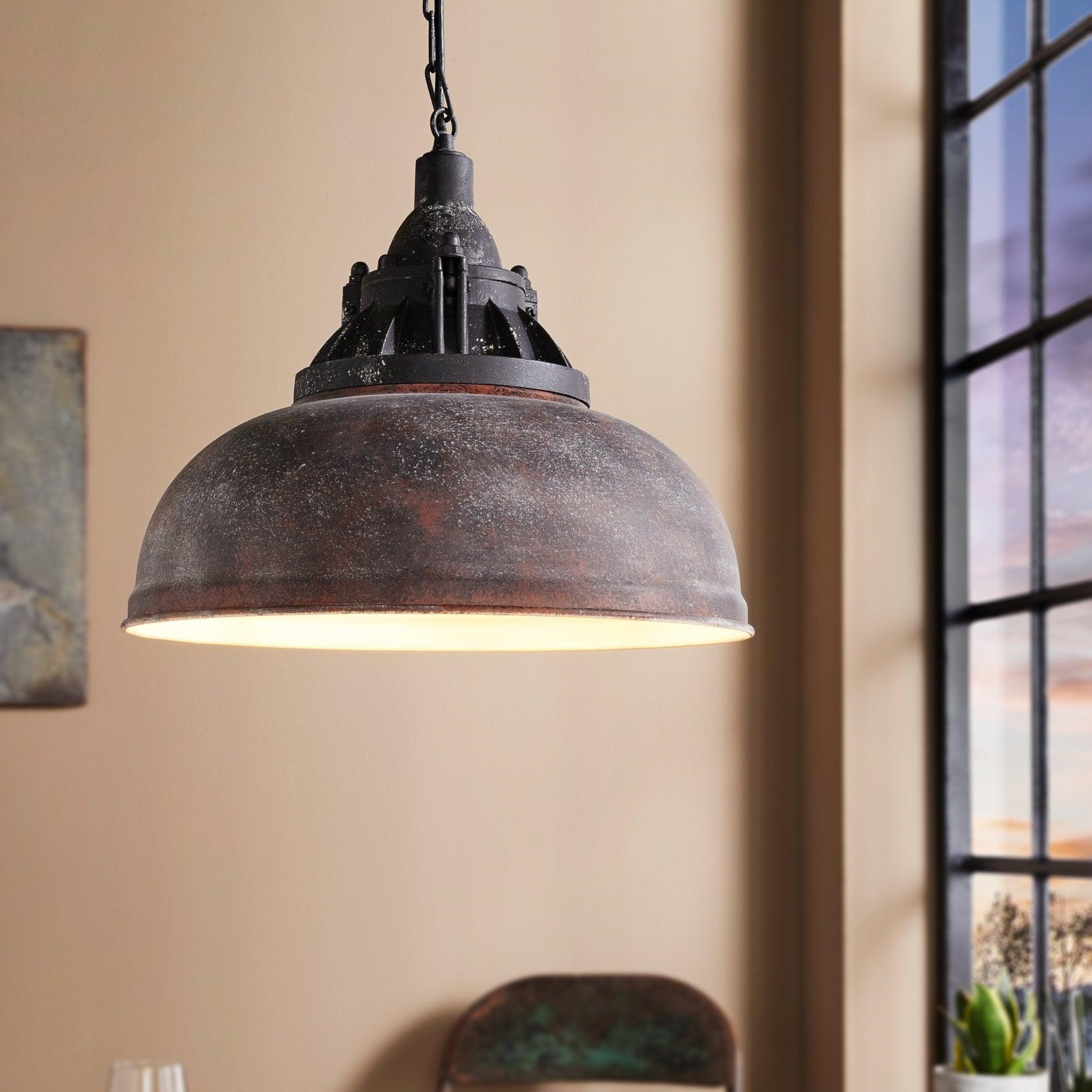 eglo grantham 1 antique brown steel ceiling pendant living room image