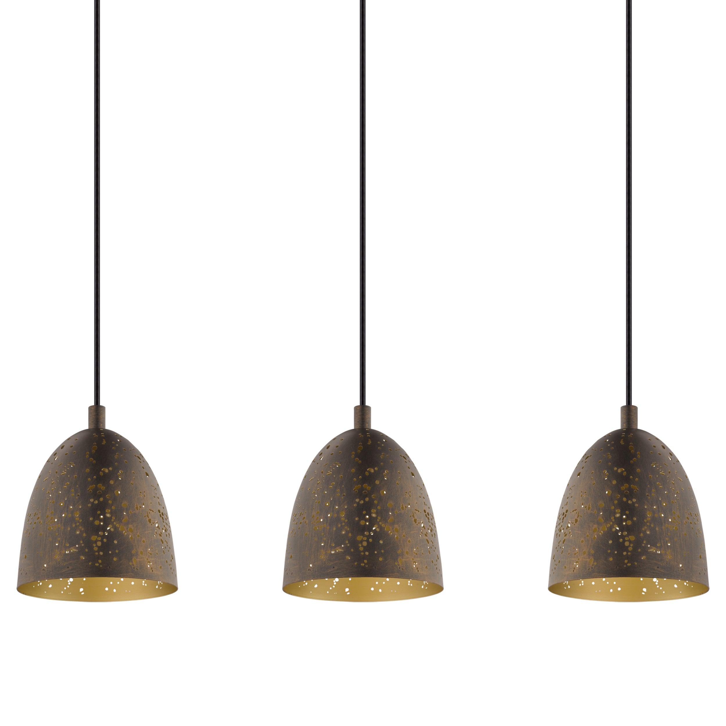 eglo safi 3 light brown metal gold ceiling pendant kitchen lighting 