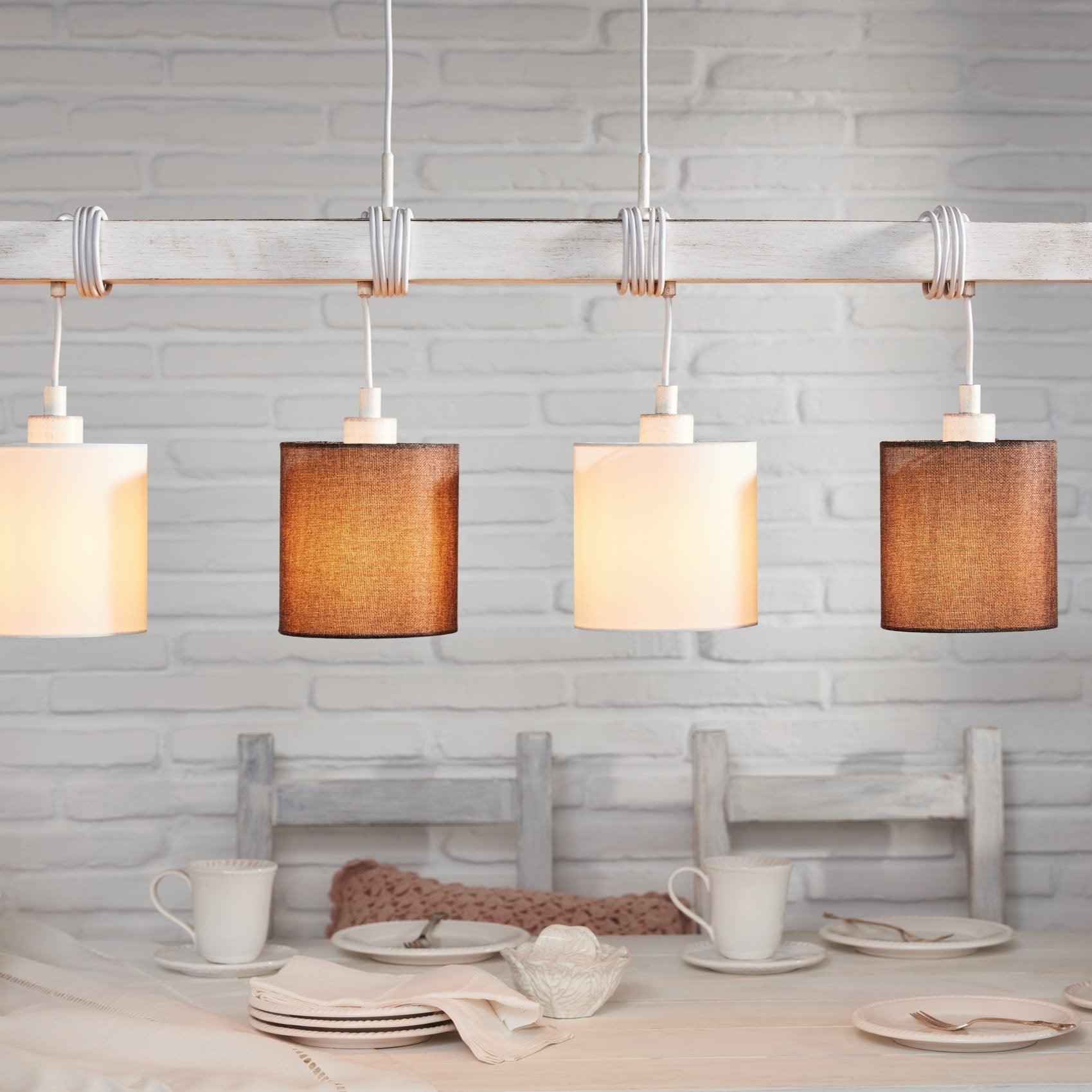 eglo townshend 2 whitewashed wooden beam pendant fabric shades living room image