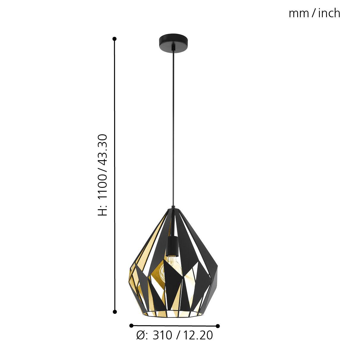 eglo carlton 1 geometric gold black ceiling pendant kitchen lighting 