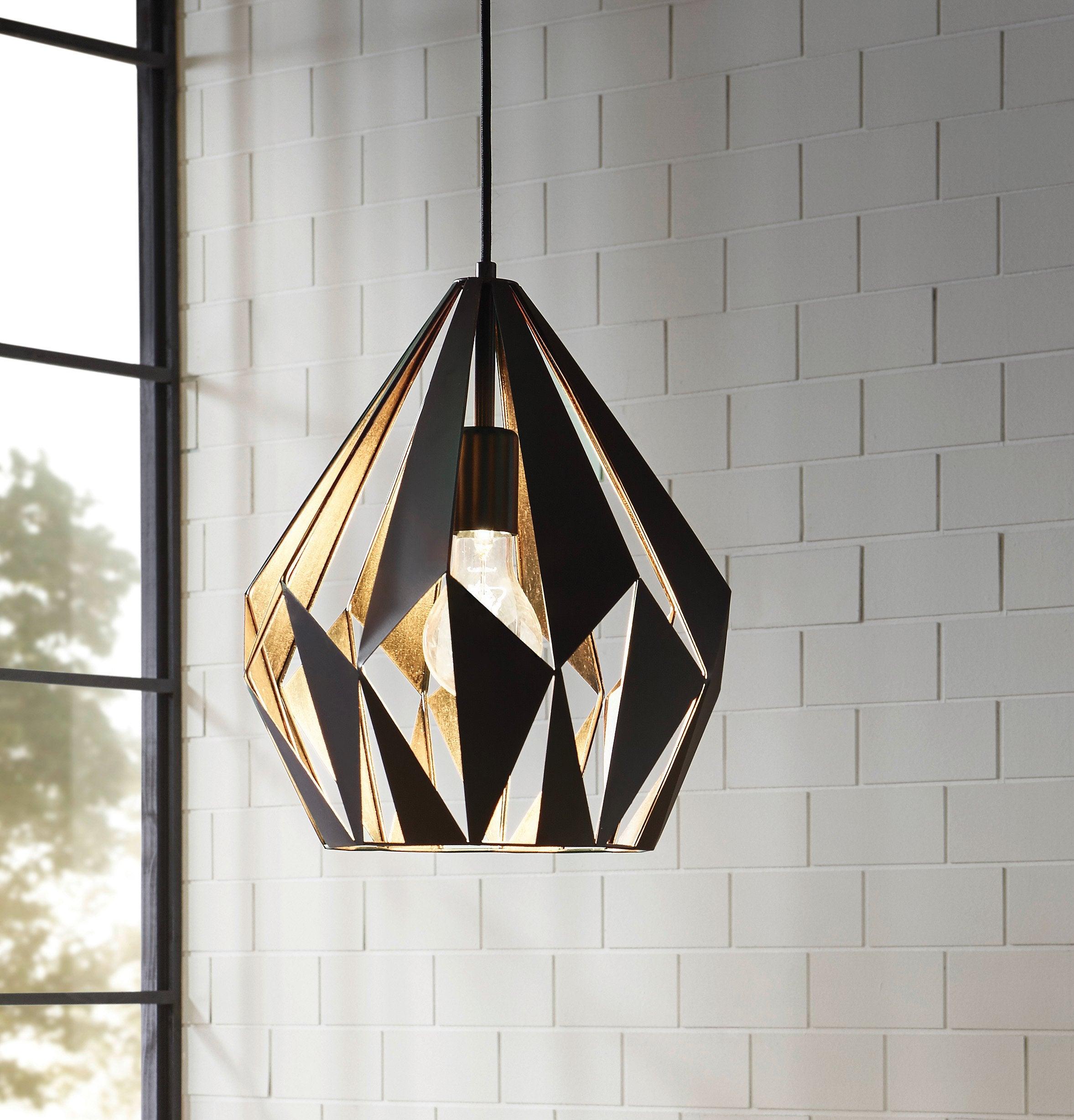 eglo carlton 1 geometric gold black ceiling pendant living room image