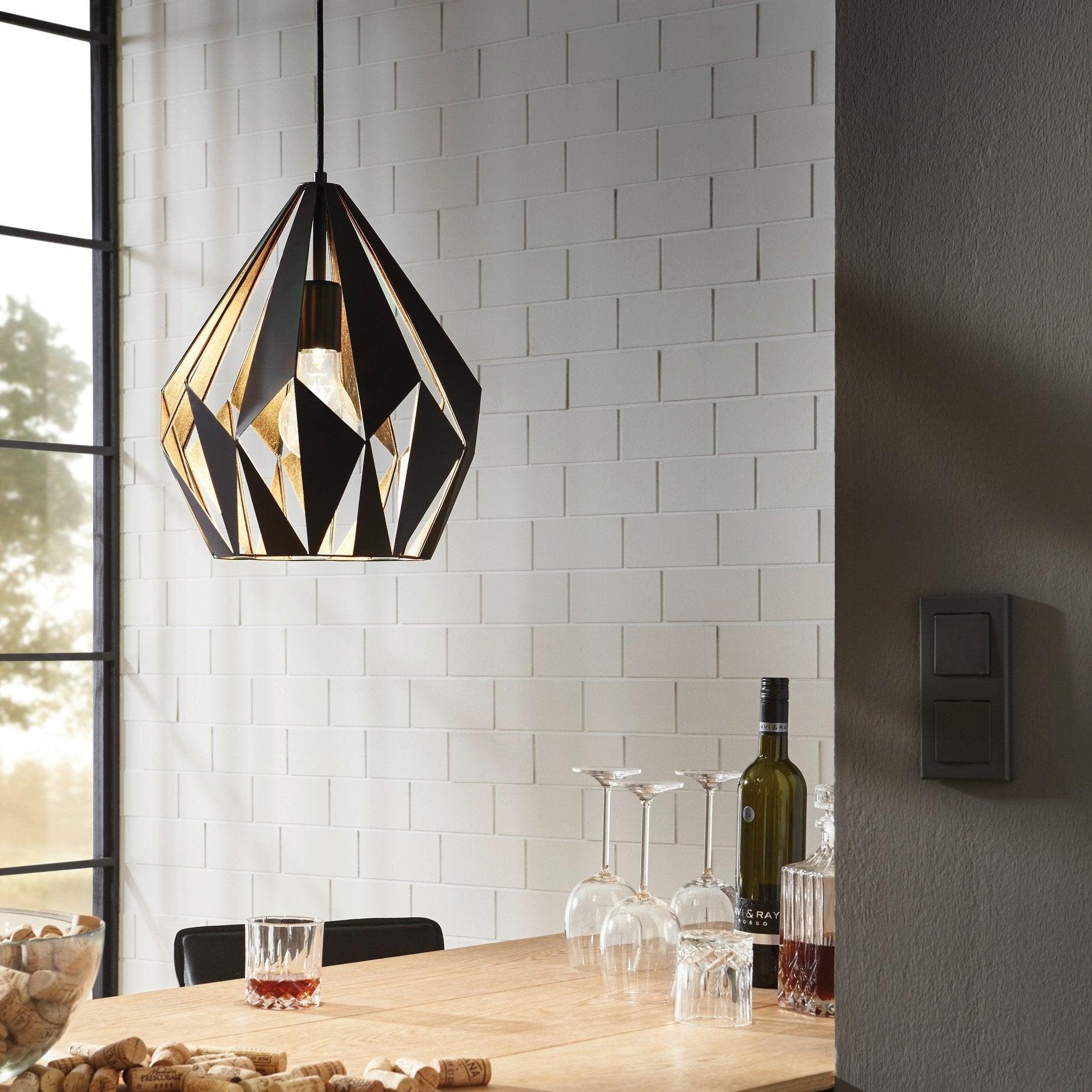 eglo carlton 1 geometric gold black ceiling pendant