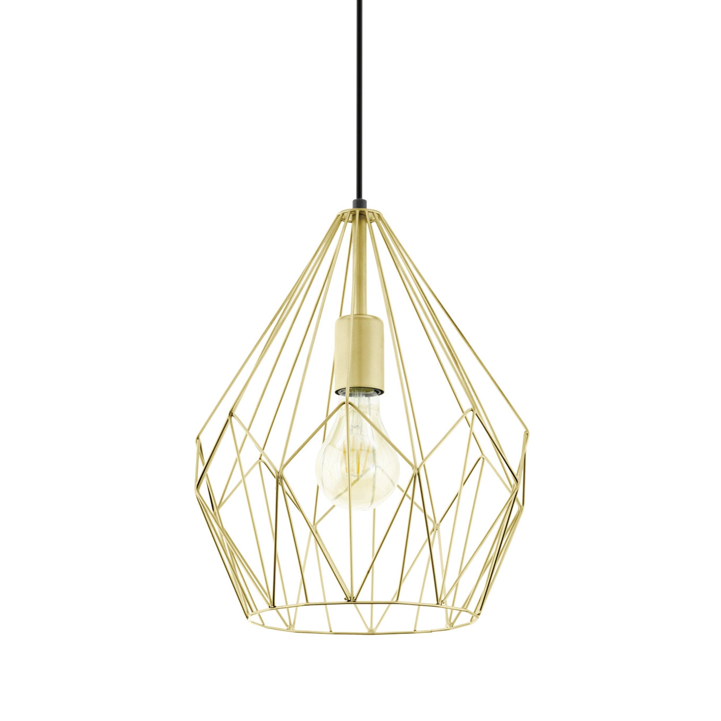 eglo carlton gold caged lampshade ceiling pendant Kitchen Lighting Close Up
