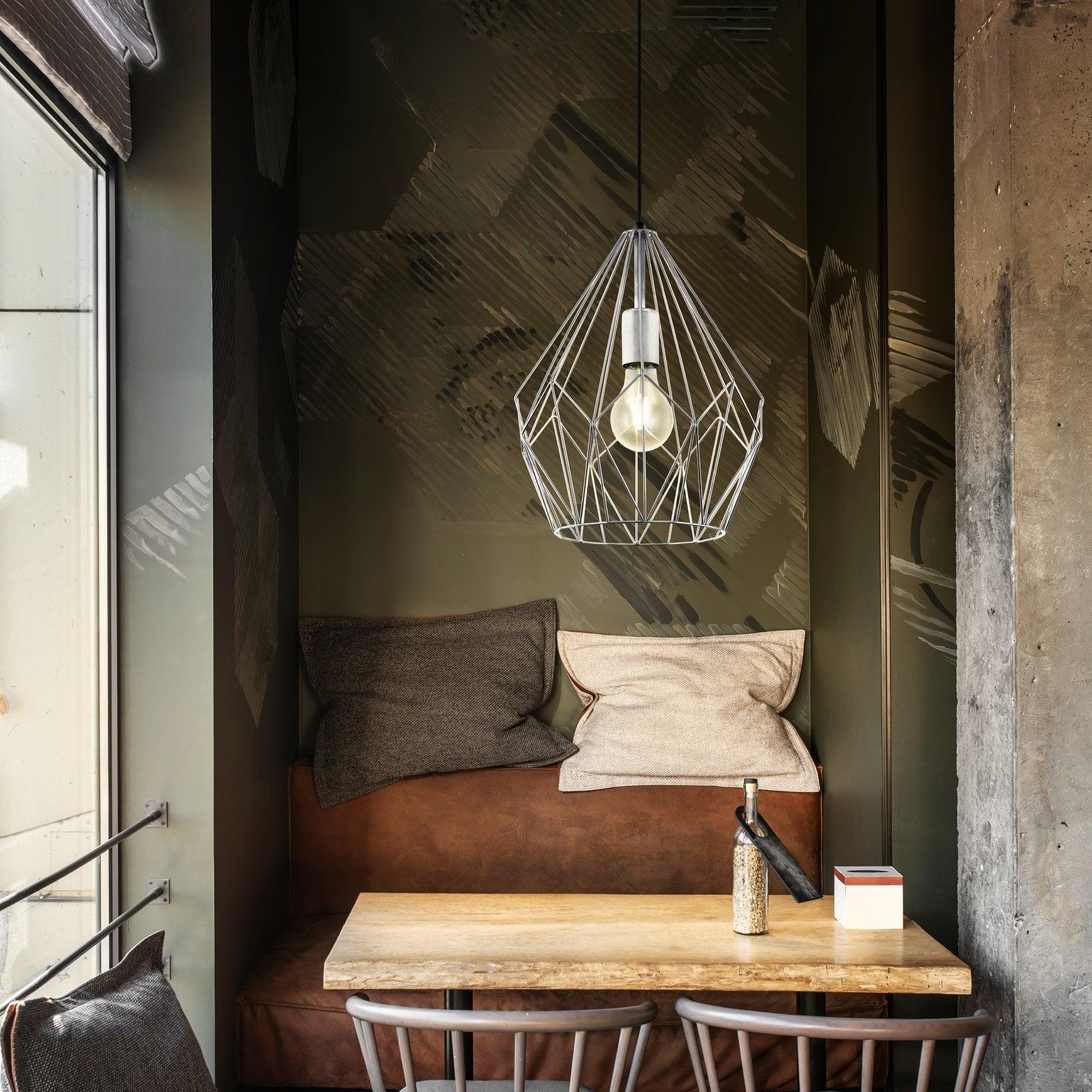 eglo carlton silver caged lampshade ceiling pendant