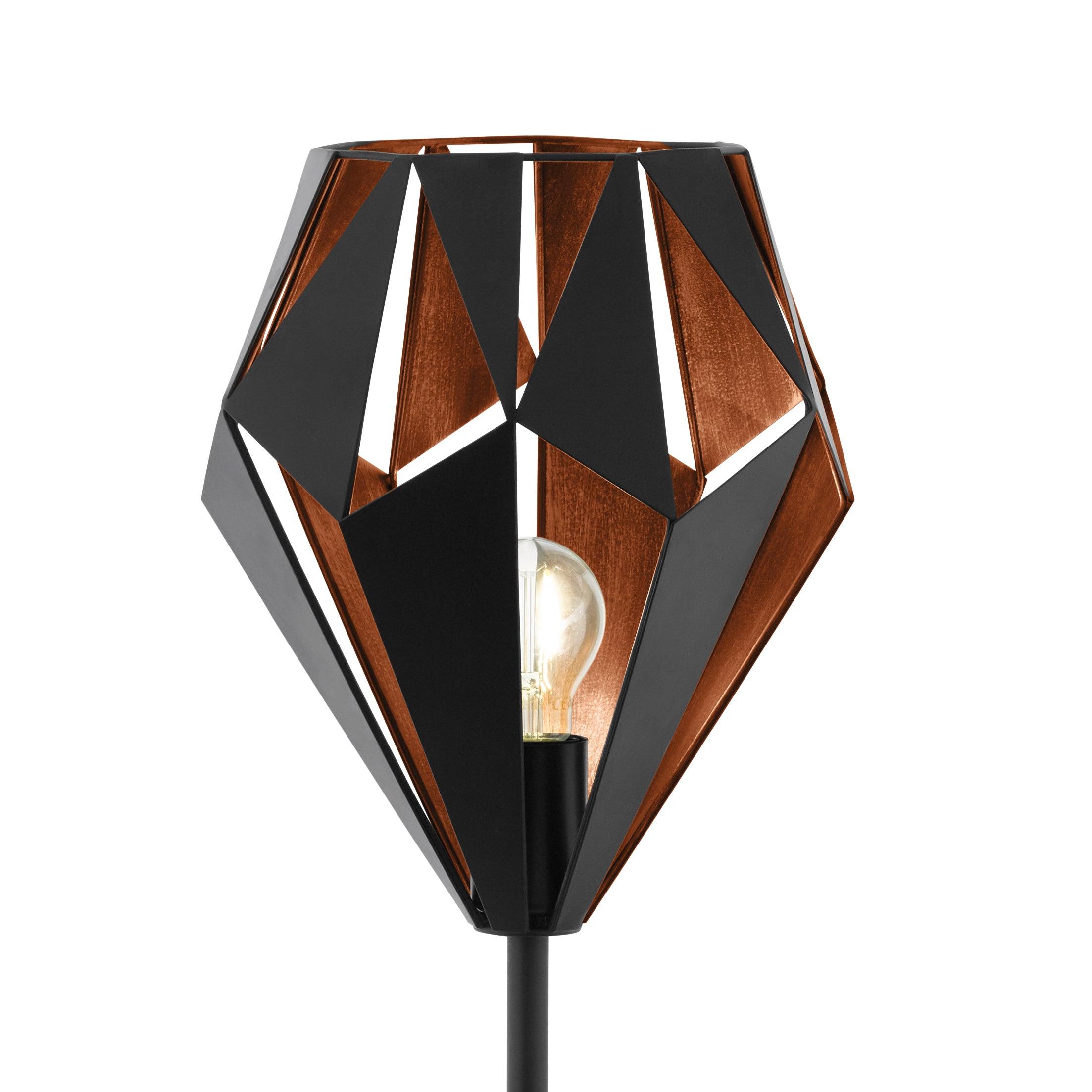 eglo carlton 1 black copper floor lamp diamond shaped shade Kitchen Lighting Close Up