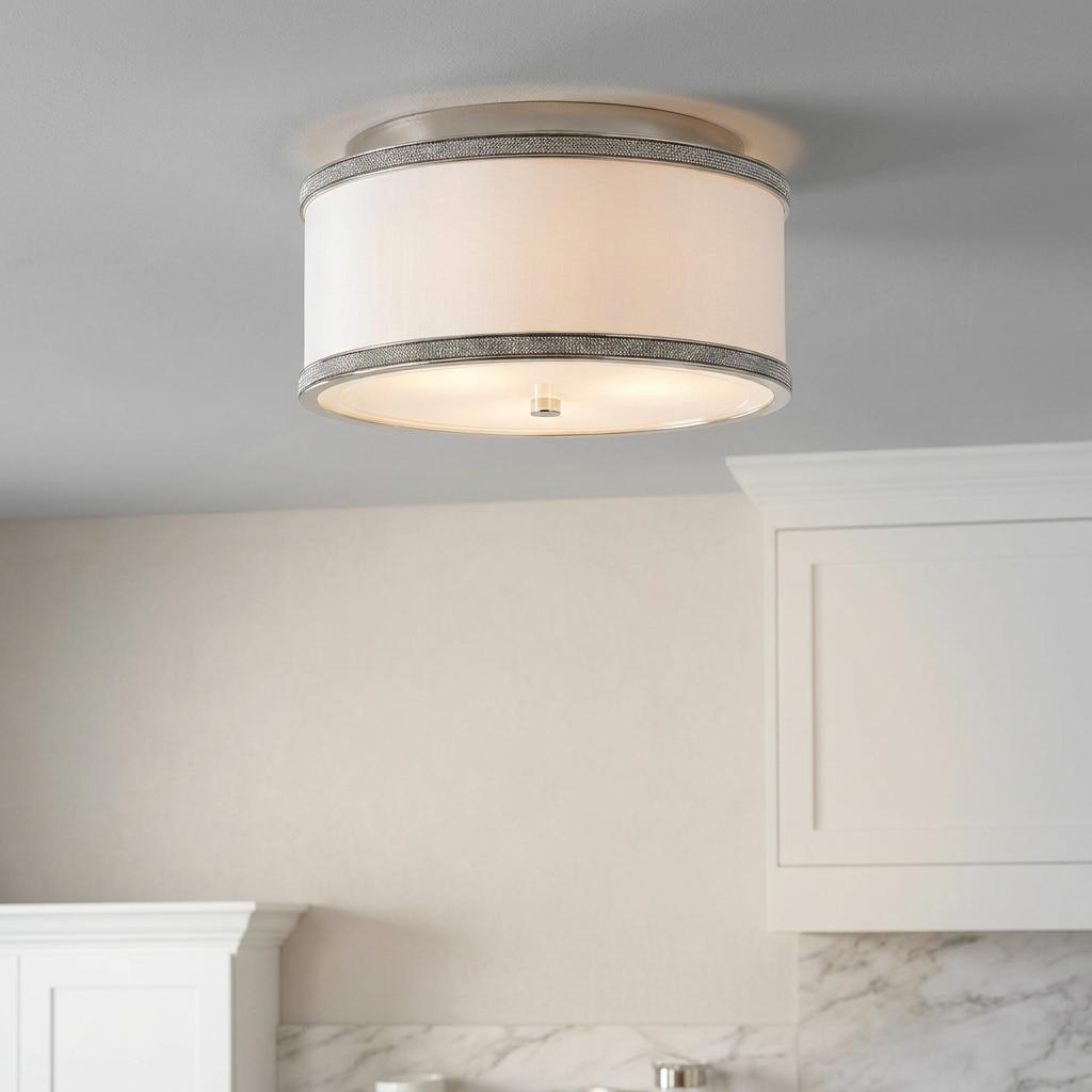 Feiss Pave 2 Light Flush Mount Polished Nickel Ceiling Light-OPEN-BOX-50-290626
