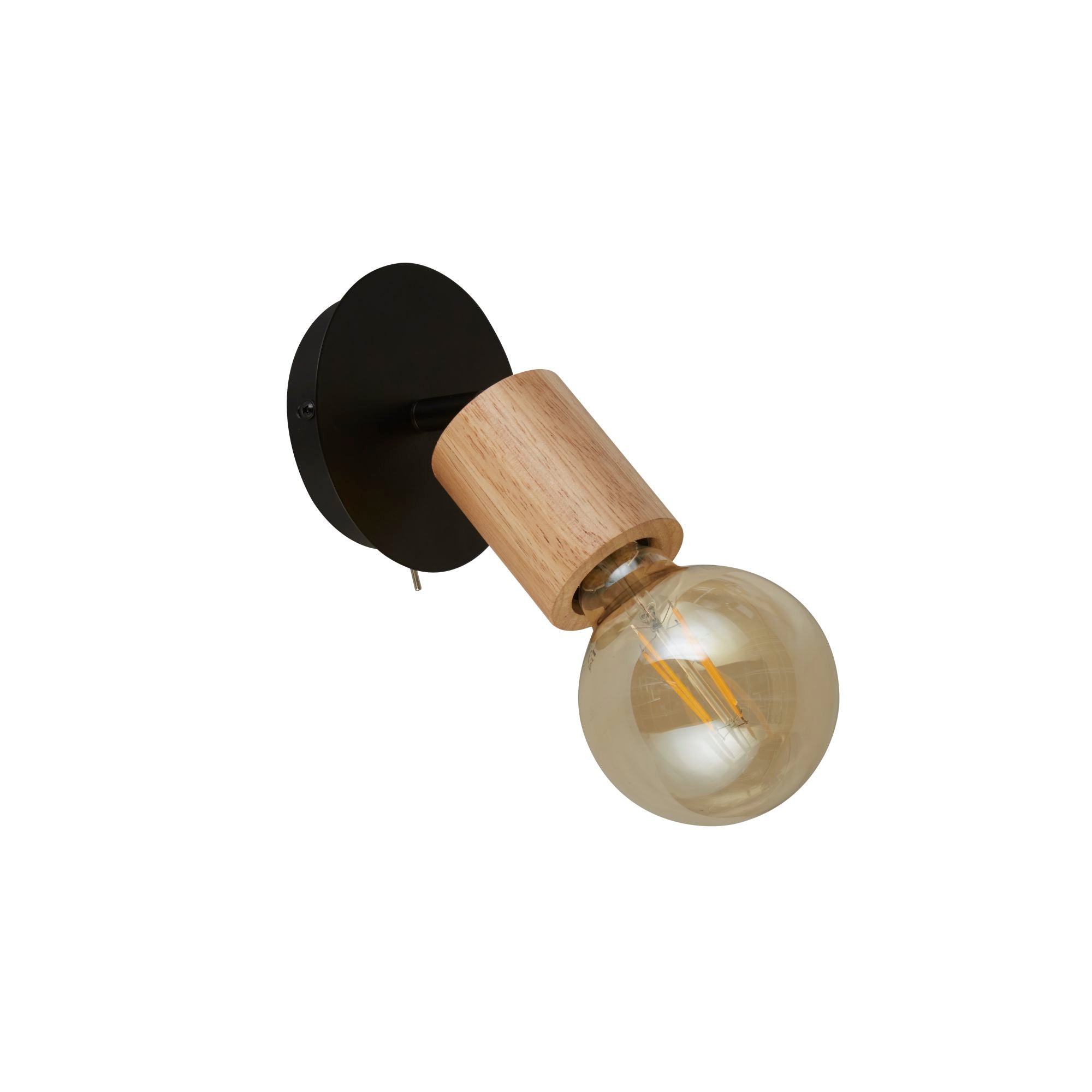 Searchlight Spinny Spotlight Black & Wood Wall Light