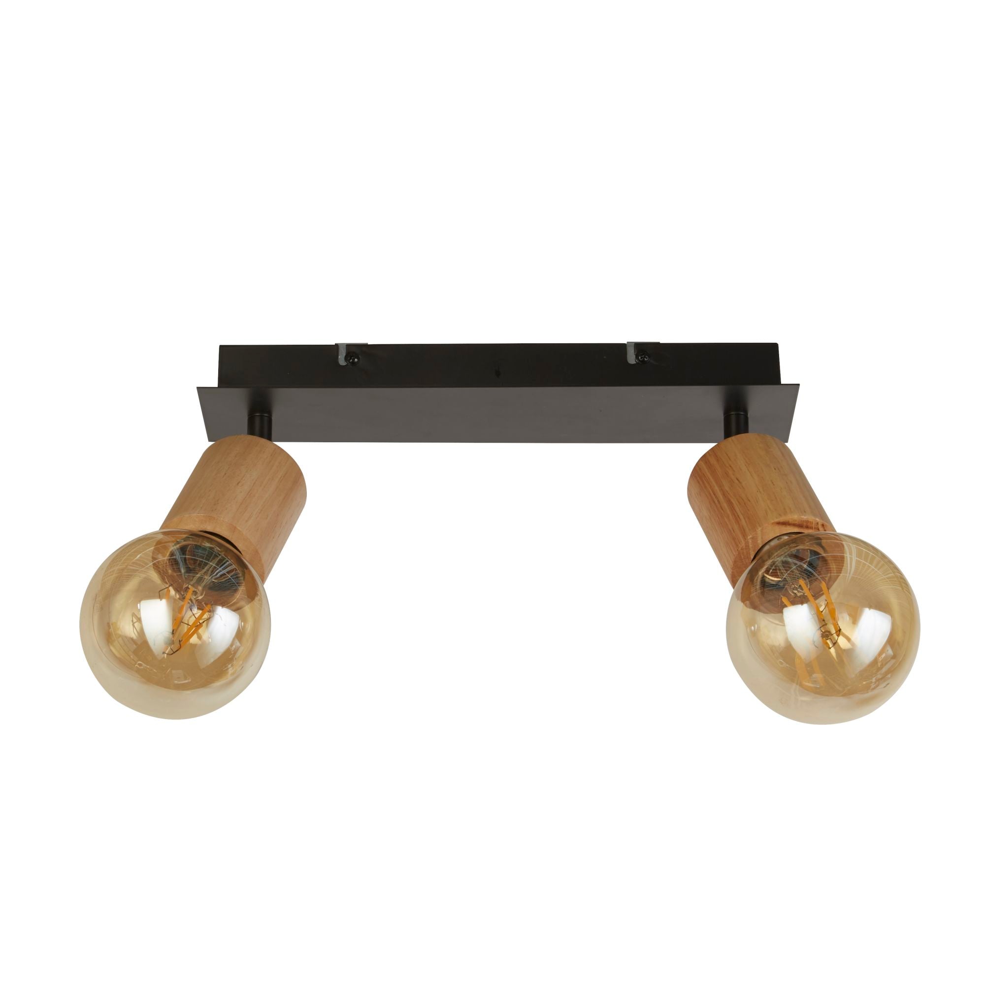 Searchlight Spinny 2 Light Wood & Black Spotlight