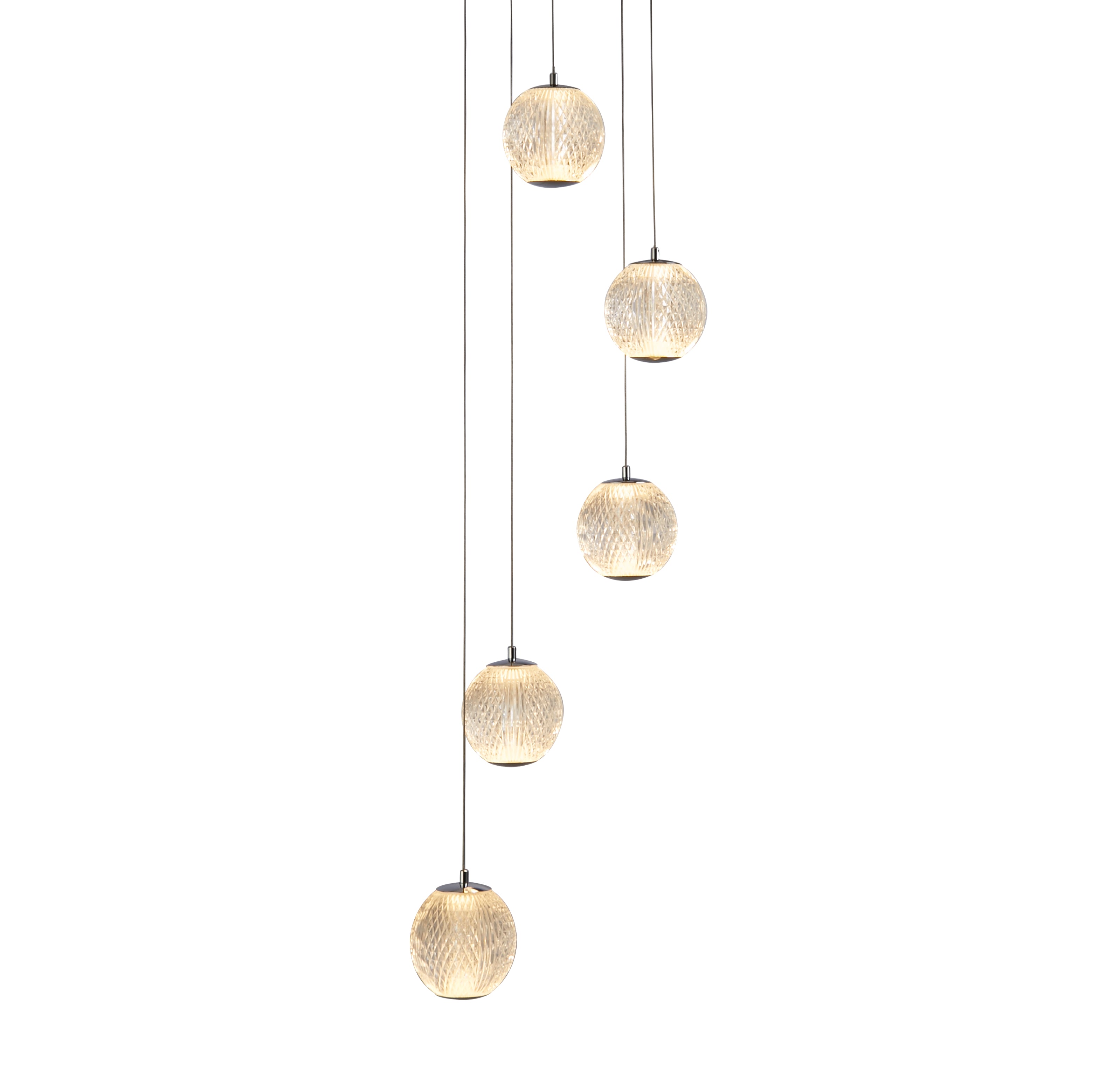 Searchlight Allure 5 Light Multi-Drop LED Chrome Pendant