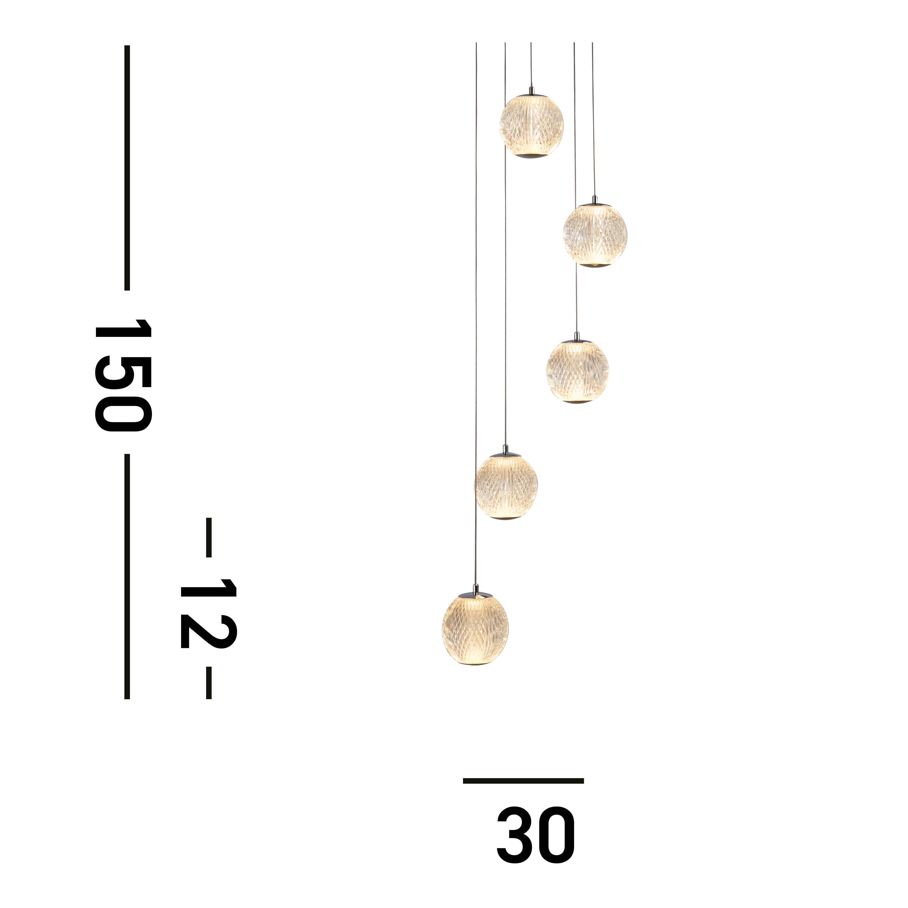 Searchlight Allure 5 Light Multi-Drop LED Chrome Pendant