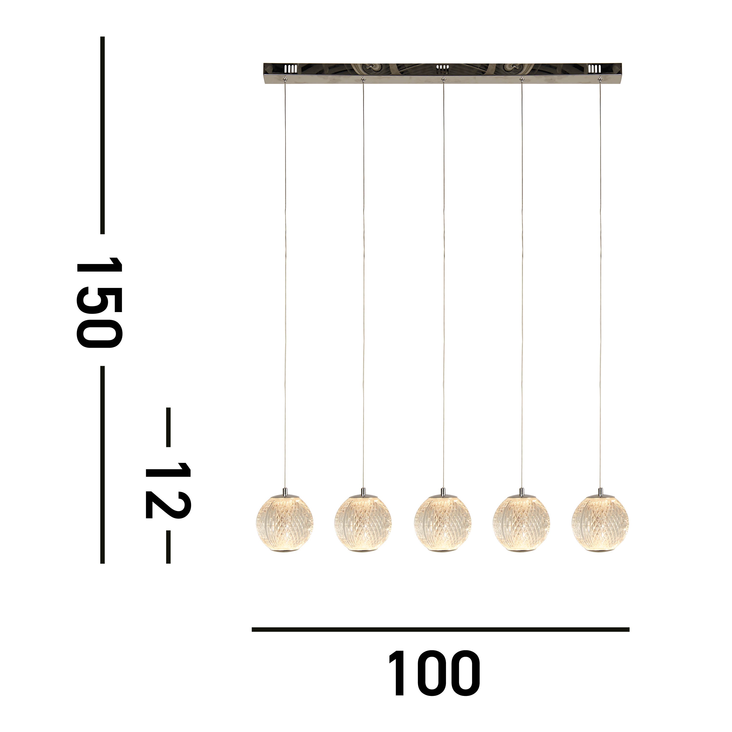 Searchlight Allure 5 Light Chrome Bar Pendant