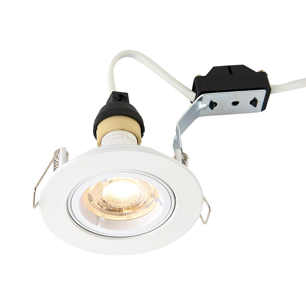 Cast White Tilt Recessed Downlight — installed view