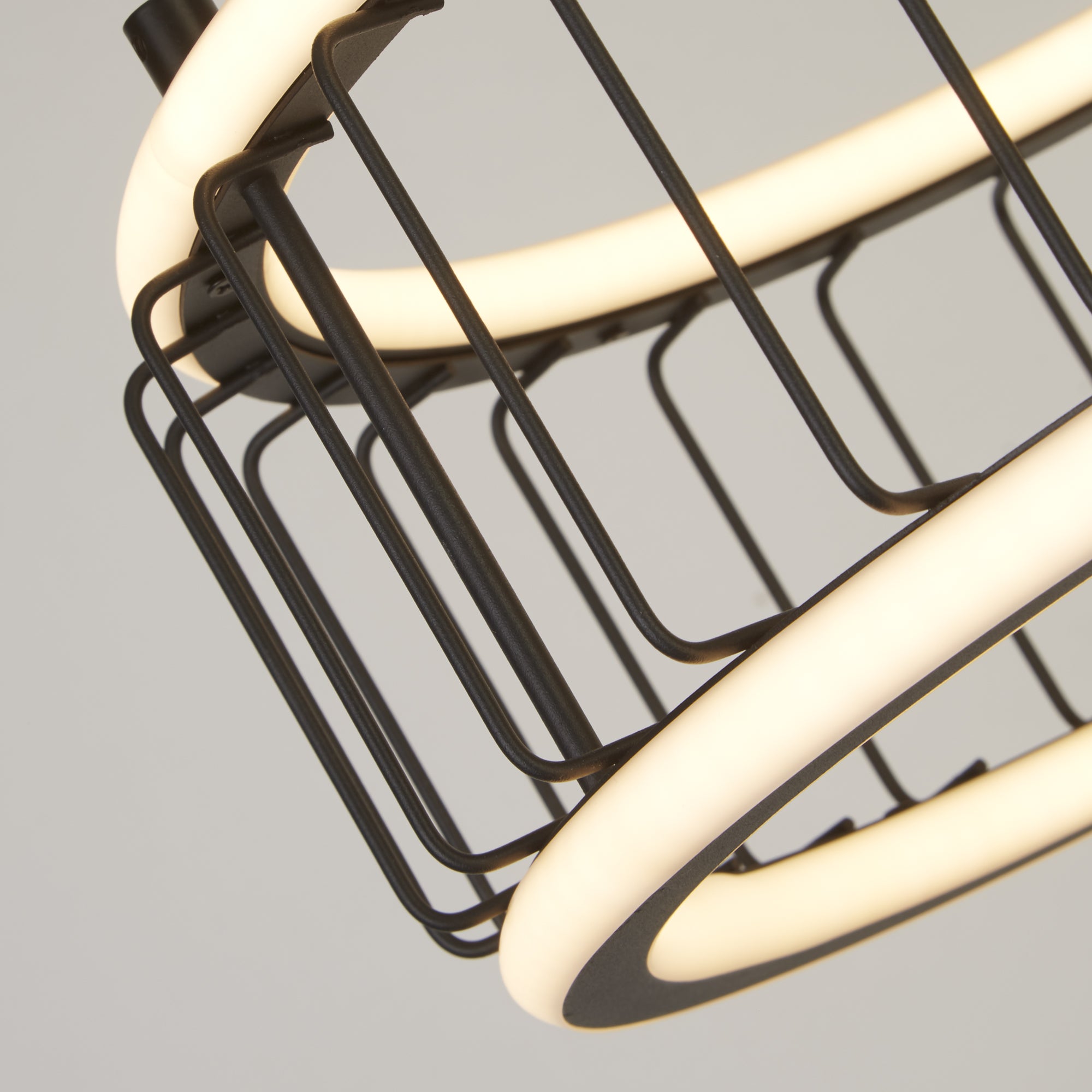 Searchlight Circolo Cage Drum Black LED Pendant - 38cm