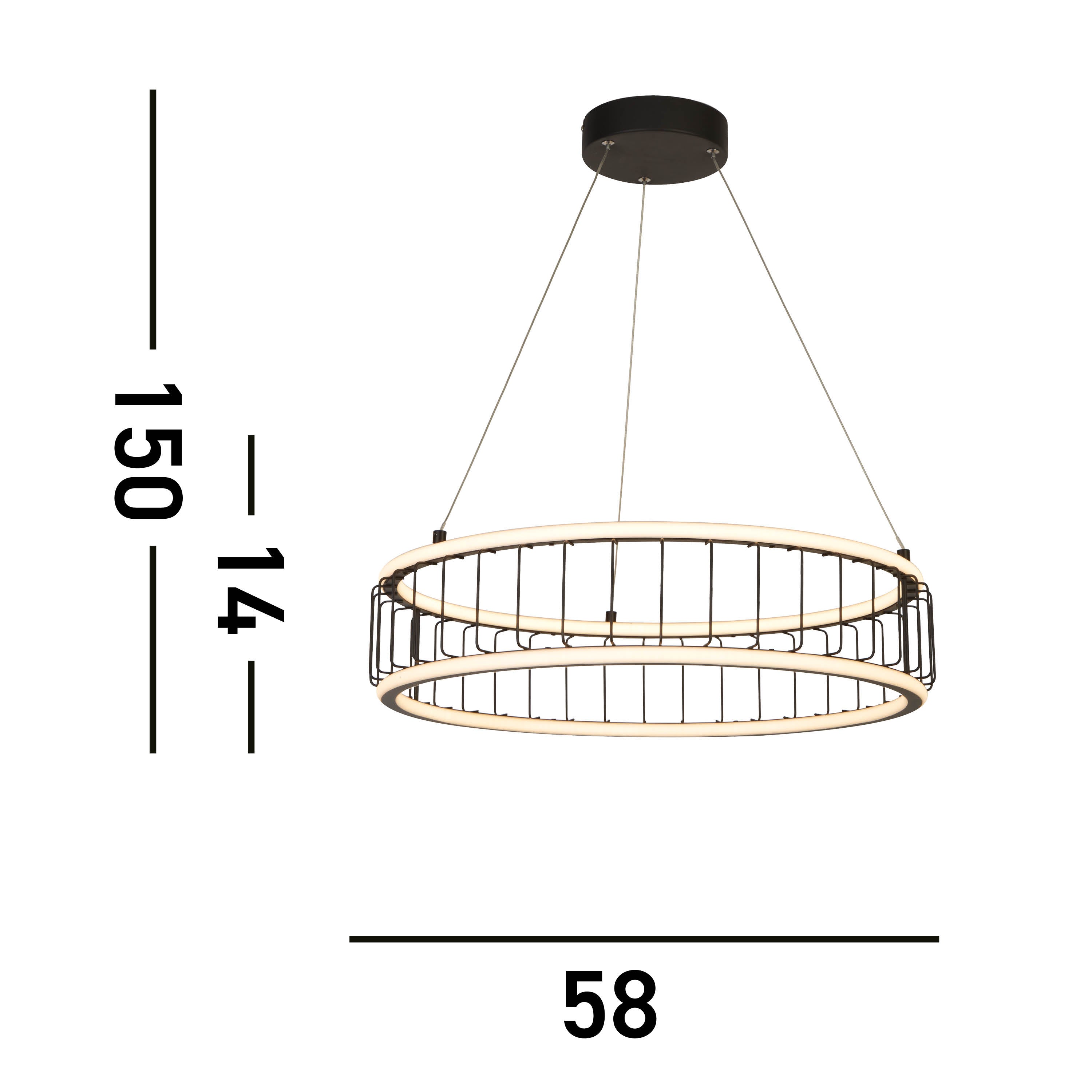 Searchlight Circolo Cage Drum Black LED Pendant - 58cm