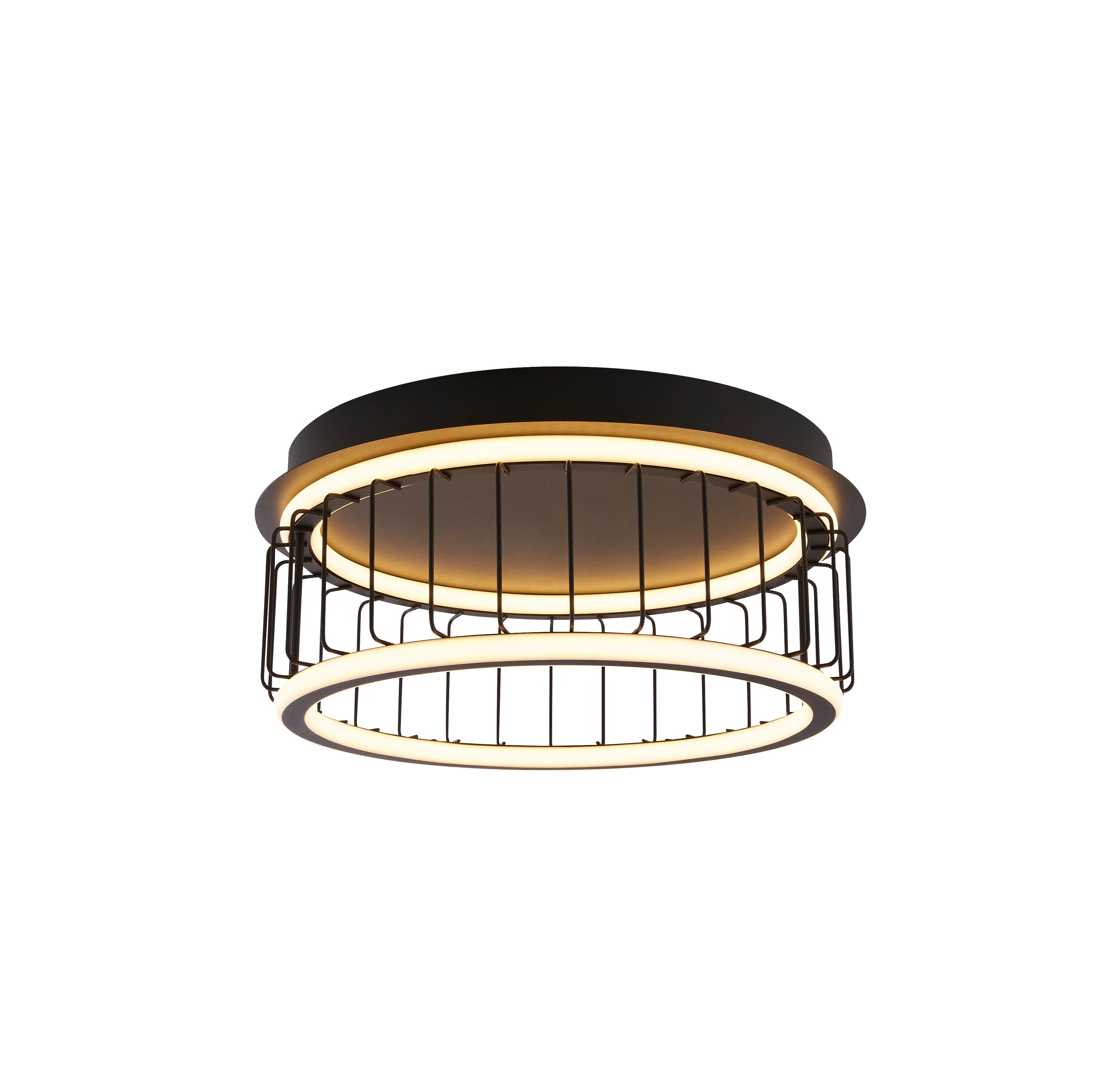 Searchlight Circolo Black Cage LED Flush Ceiling Light - 40cm