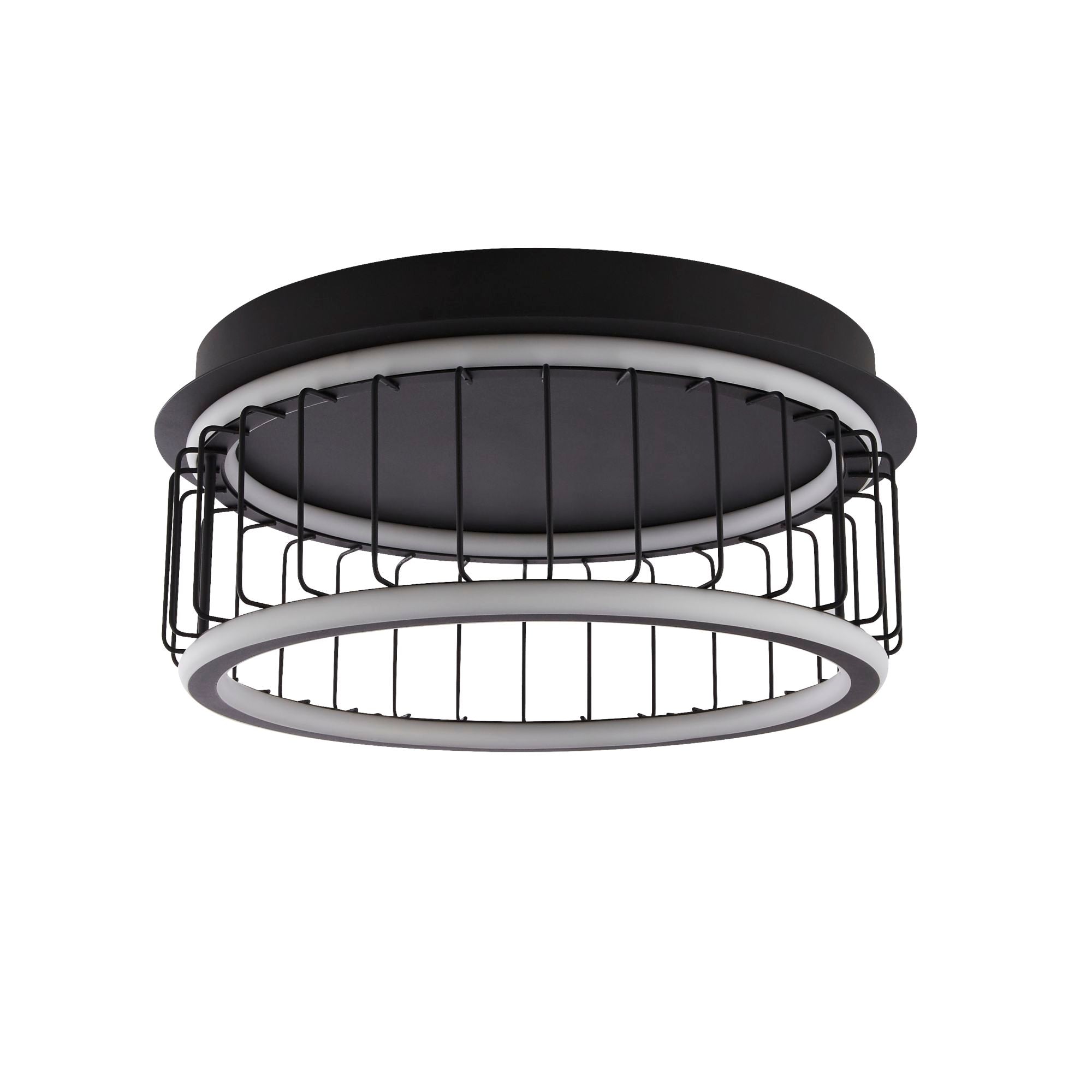 Searchlight Circolo Black Cage LED Flush Ceiling Light - 40cm