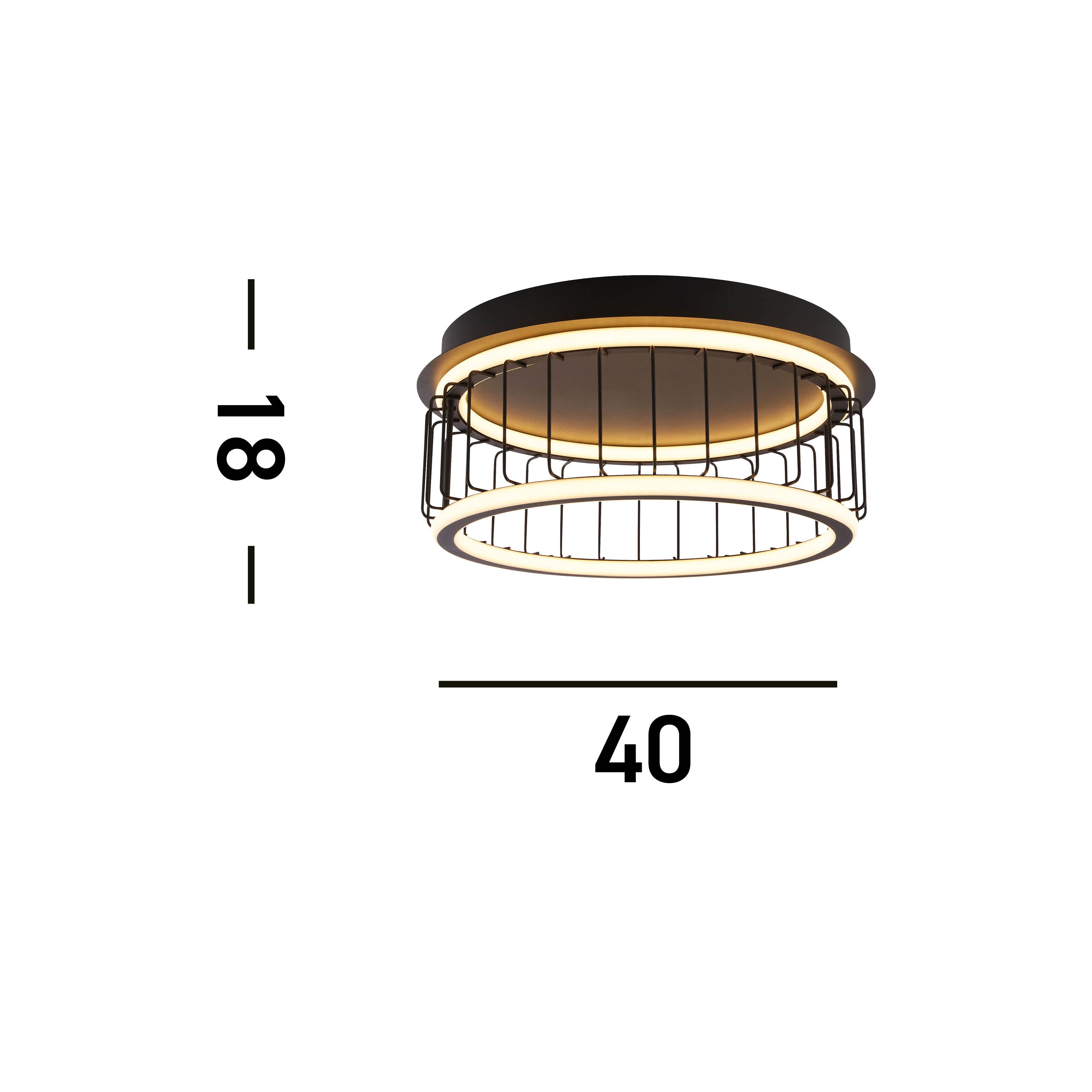 Searchlight Circolo Black Cage LED Flush Ceiling Light - 40cm