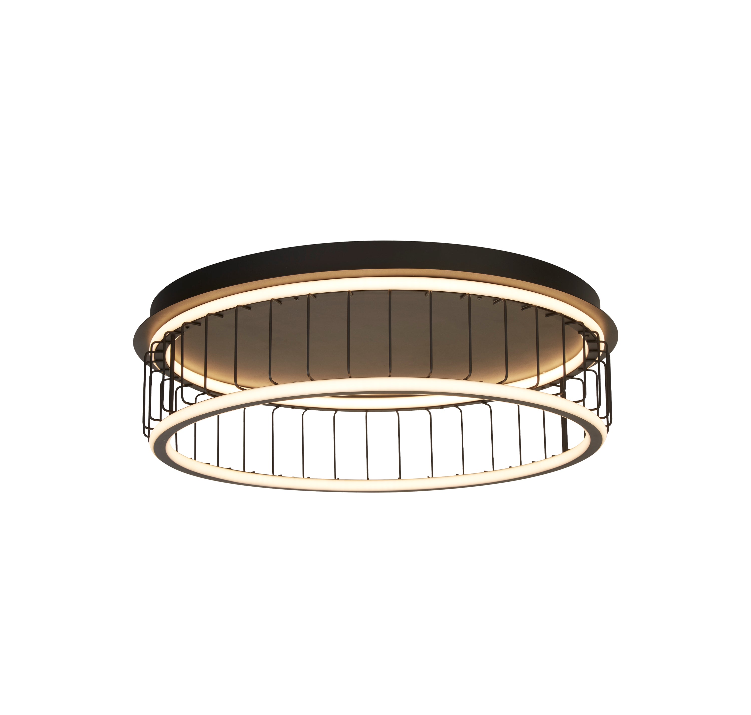 Searchlight Circolo Black Cage LED Flush Ceiling Light - 60cm