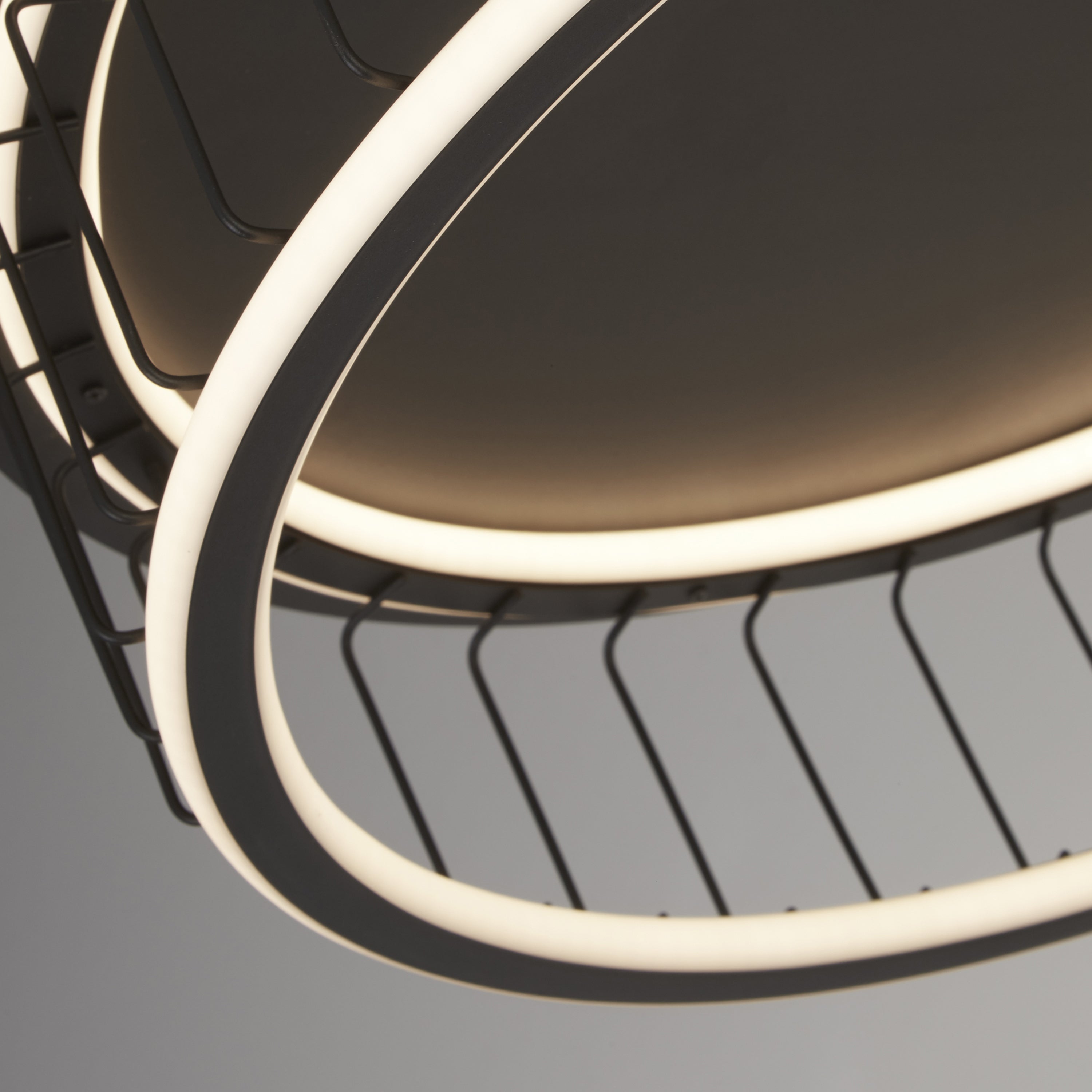 Searchlight Circolo Black Cage LED Flush Ceiling Light - 60cm