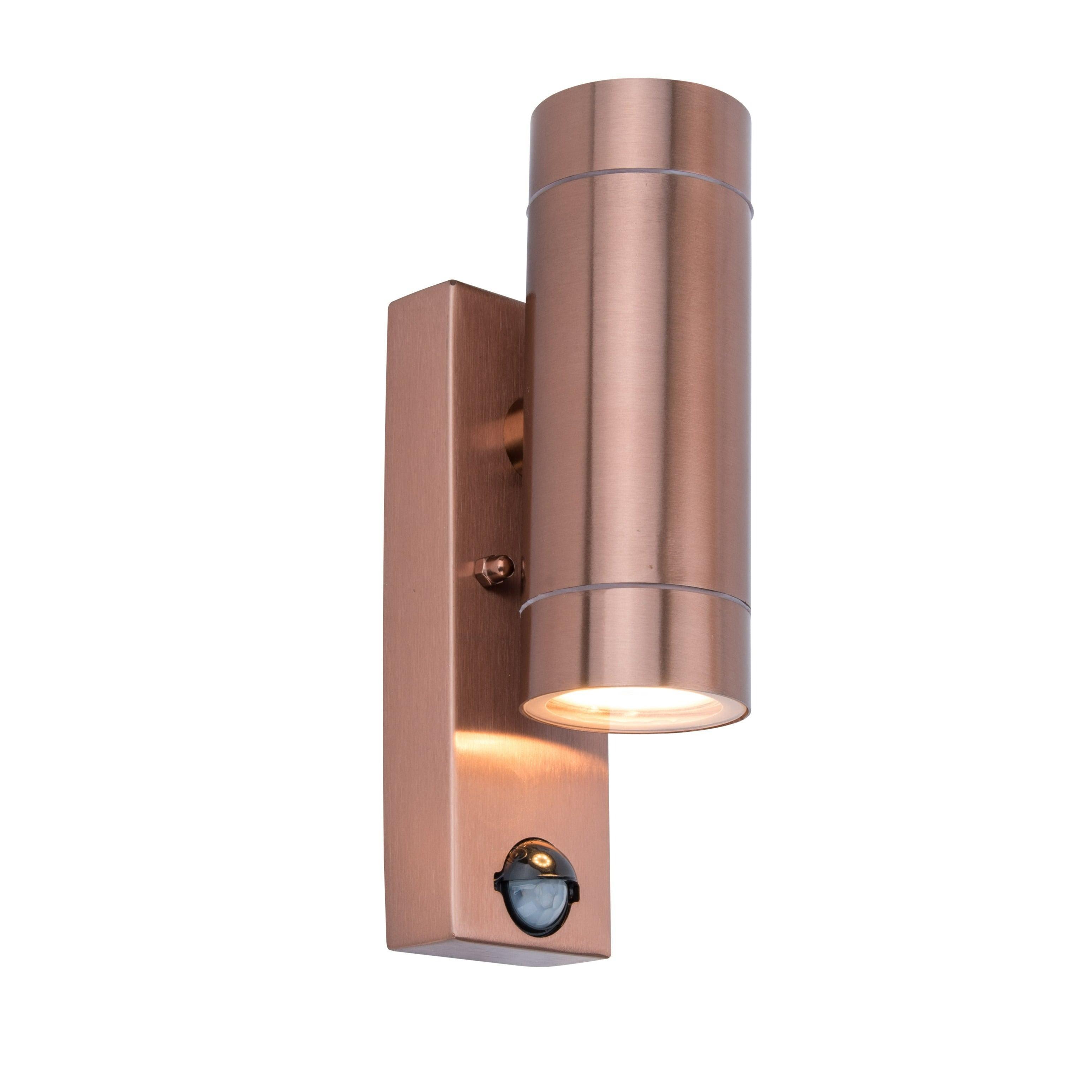 Lutec Rado Copper Up & Down Outside Wall Light - PIR Sensor-clearance
