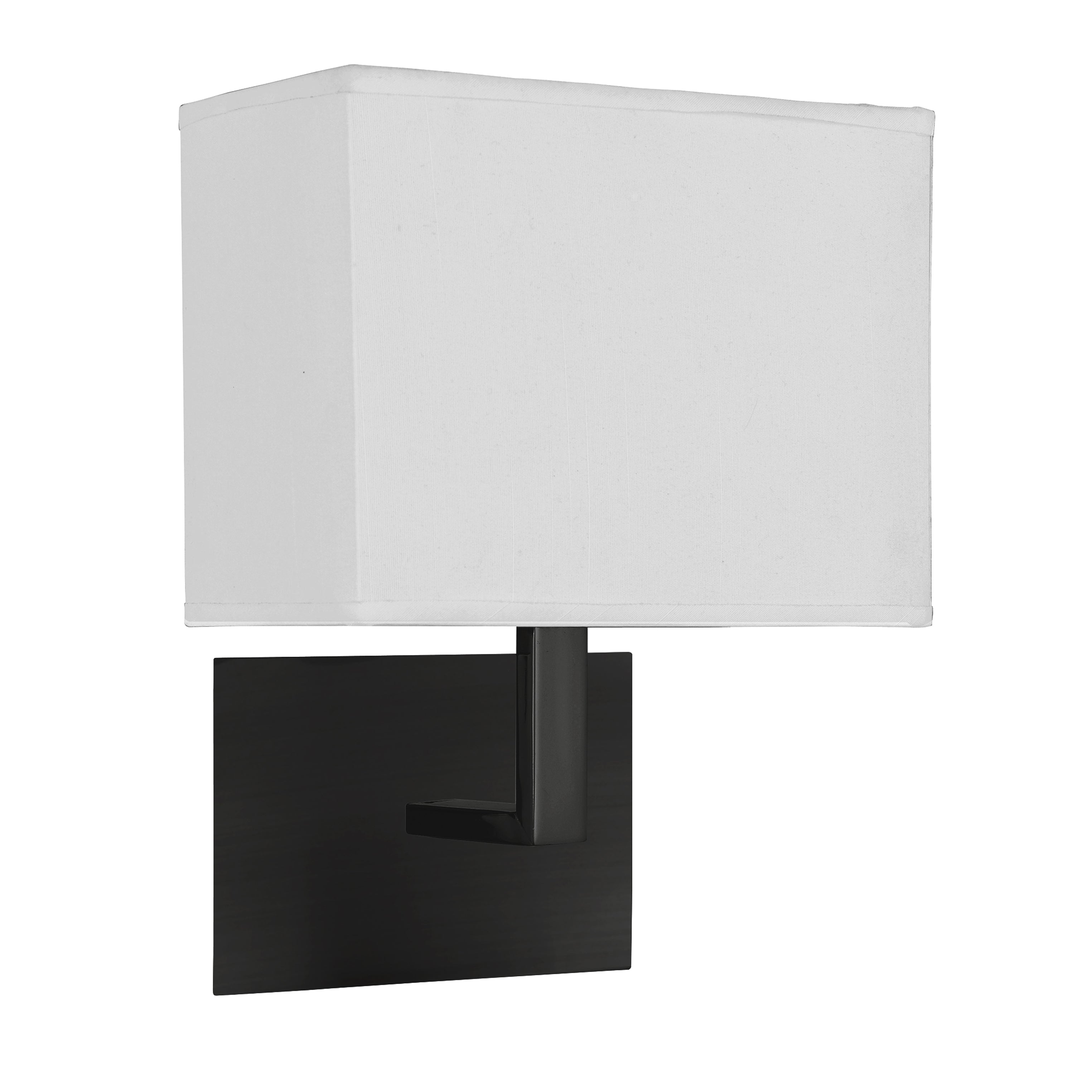 Searchlight Hotel Black Wall Light With White Fabric Shade