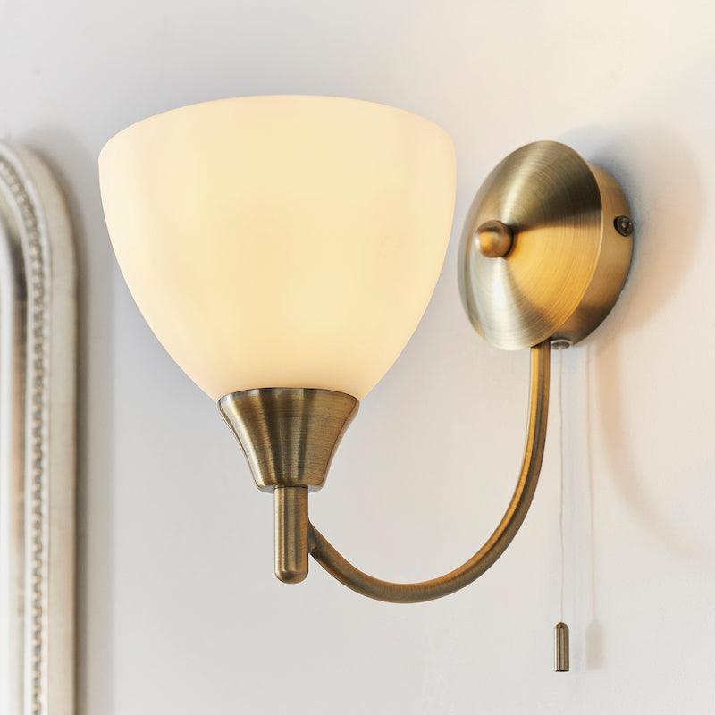 Endon Alton Single Arm Antique Brass Finish Wall Light-warehouse-clearance-220526