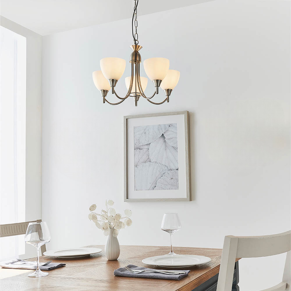 Alton 5 Light Satin Chrome Semi Flush Ceiling Light