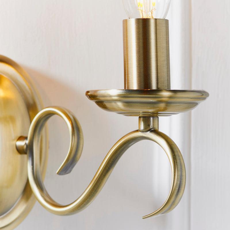 Endon Bernice Twin Arm Antique Brass Wall Light-OPEN-BOX-50-040626